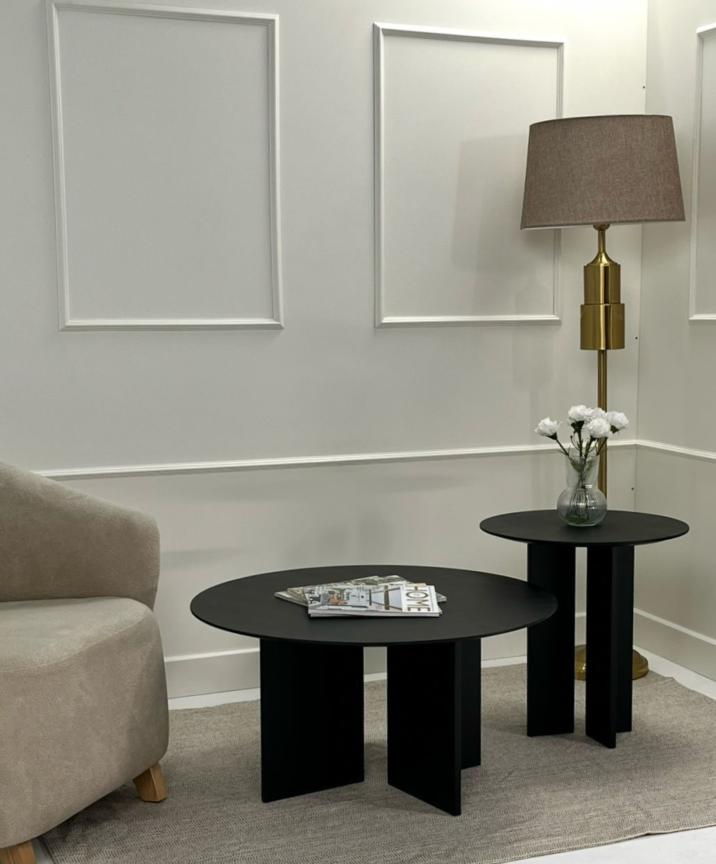 Set măsuțe cafea Hanah Home, MDF, 50 x 50 x 45 cm, negru, 313RTX1122 — imaginea 3