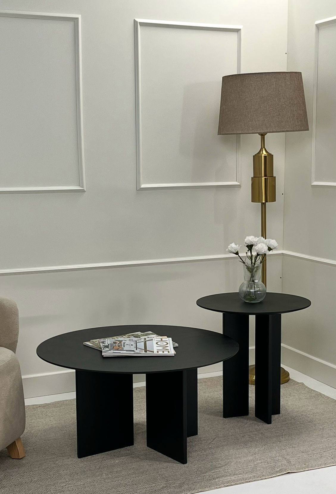 Set măsuțe cafea Hanah Home, MDF, 50 x 50 x 45 cm, negru, 313RTX1122 — imaginea 4