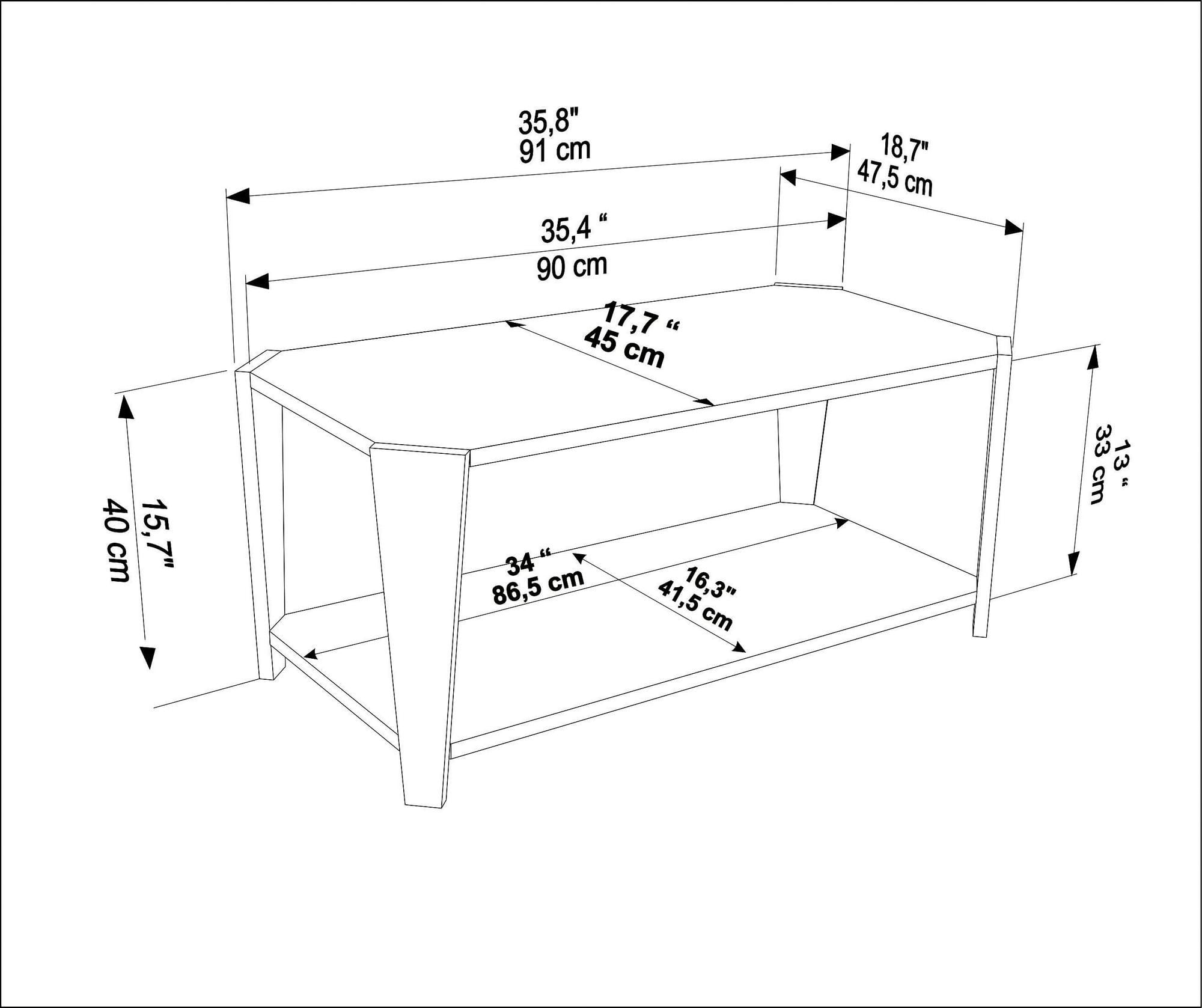 Măsuță cafea Hanah Home, PAL melaminat, 91 x 47.5 x 40 cm, nuc/negru, 875ZNA2817 — imaginea 3
