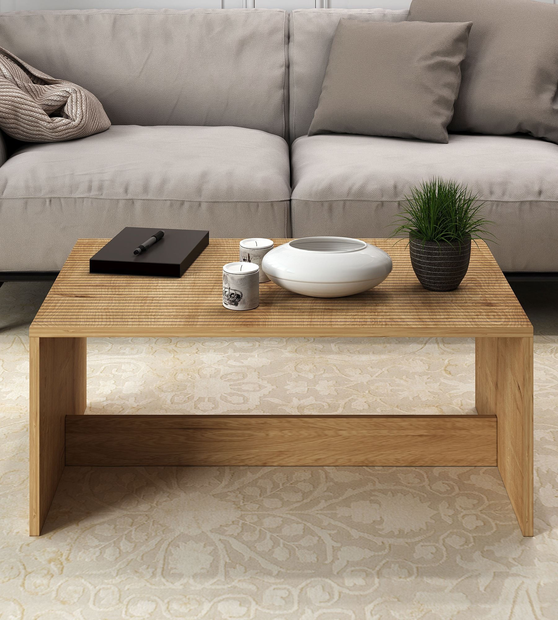 Măsuță cafea Hanah Home, PAL melaminat, 90 x 60 x 41.4 cm, sapphire stejar, 327ODS1415 — imaginea 3