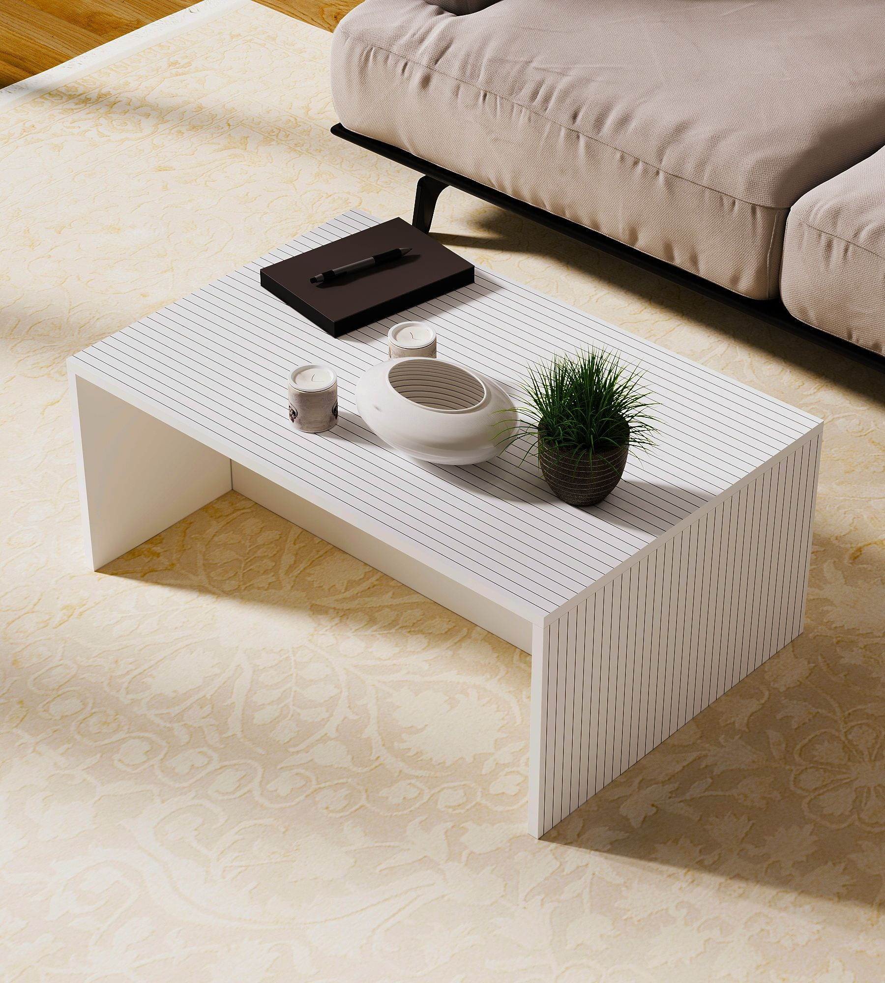 Măsuță cafea Hanah Home, PAL melaminat, 90 x 60 x 41.4 cm, alb, 327ODS1413 — imaginea 4