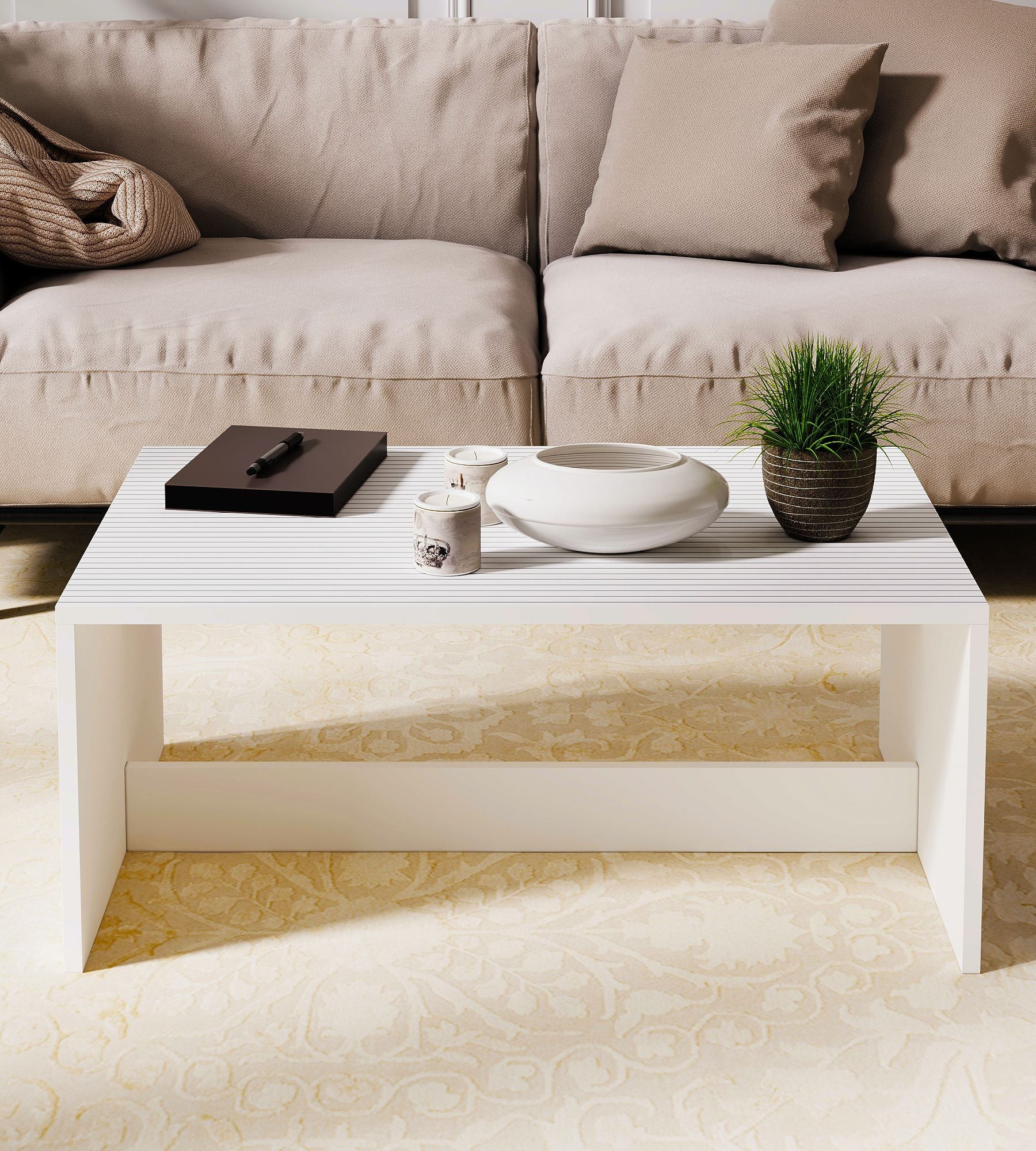 Măsuță cafea Hanah Home, PAL melaminat, 90 x 60 x 41.4 cm, alb, 327ODS1413 — imaginea 5