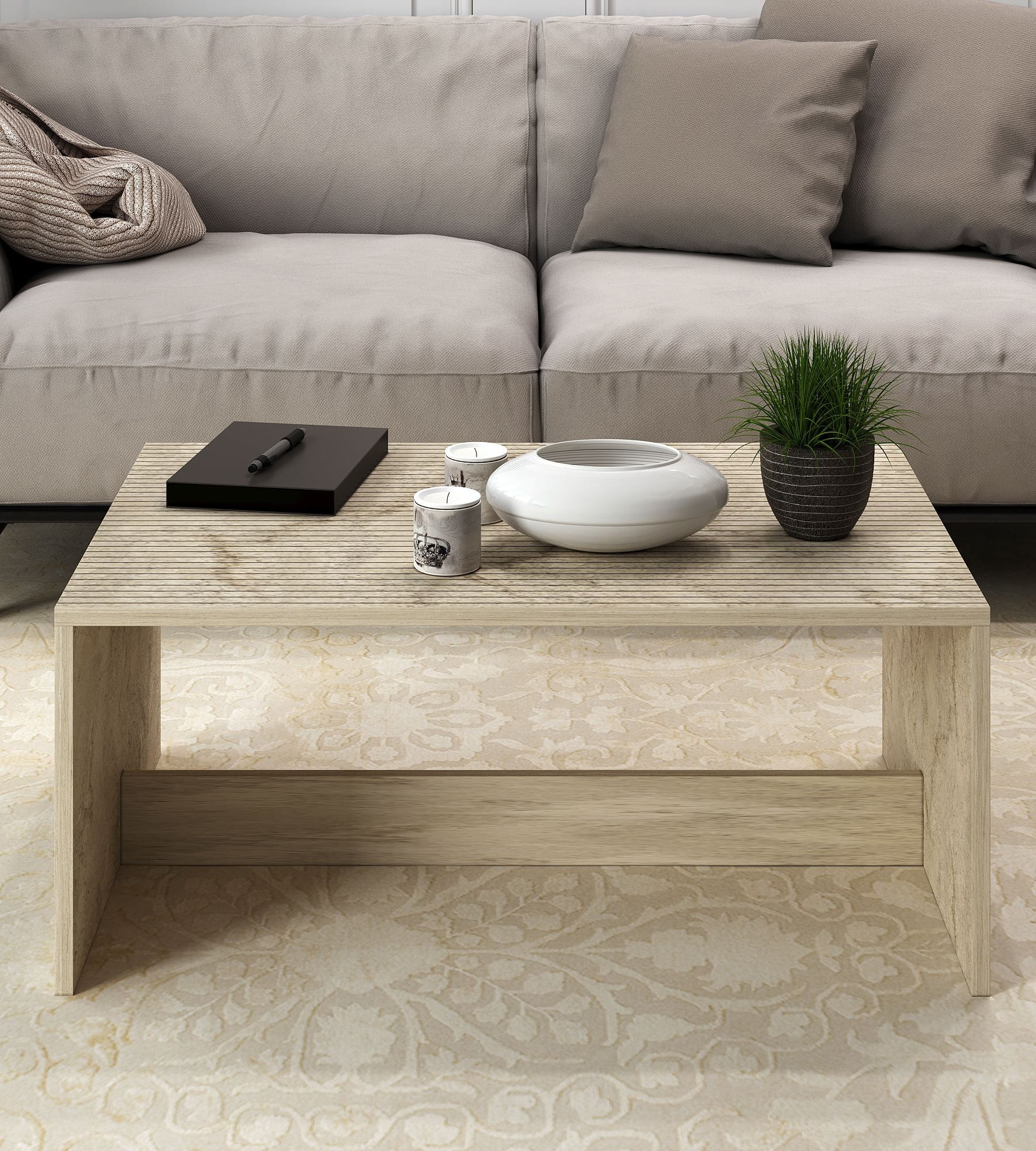 Măsuță cafea Hanah Home, PAL melaminat, 90 x 60 x 41.4 cm, travertine, 327ODS1414 — imaginea 5
