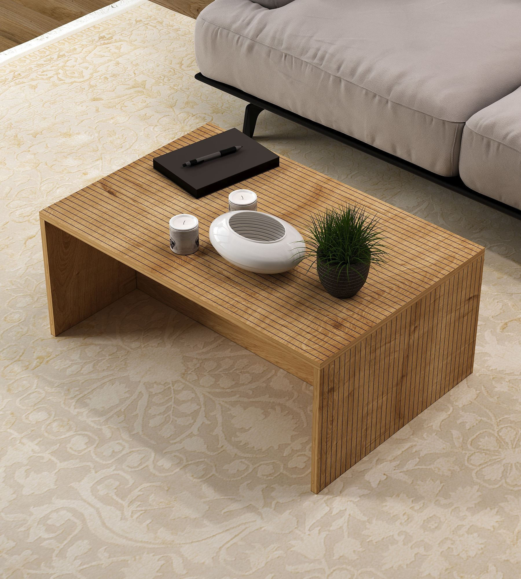 Măsuță cafea Hanah Home, PAL melaminat, 90 x 60 x 41.4 cm, sapphire stejar, 327ODS1415 — imaginea 4