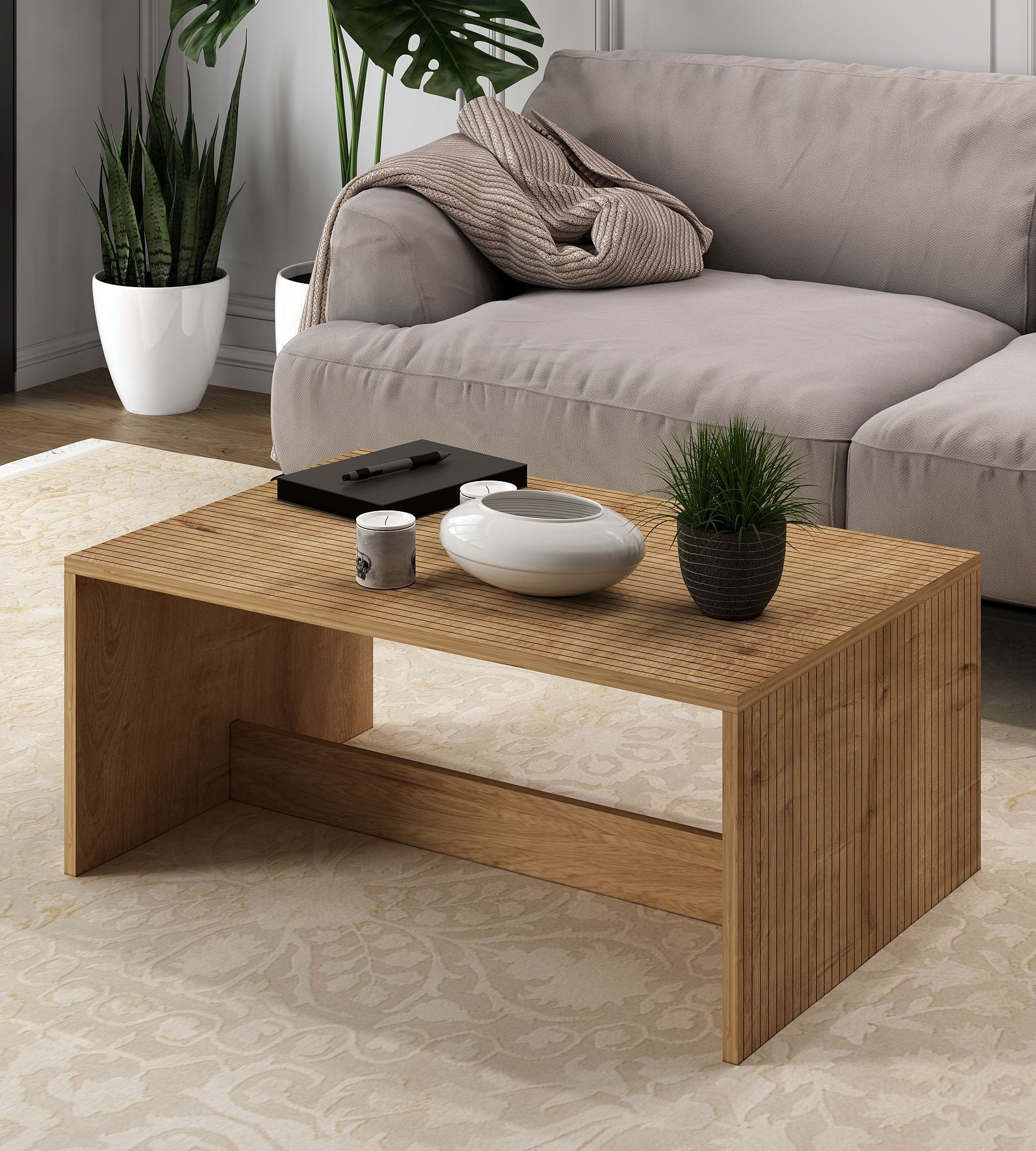 Măsuță cafea Hanah Home, PAL melaminat, 90 x 60 x 41.4 cm, sapphire stejar, 327ODS1415 — imaginea 5