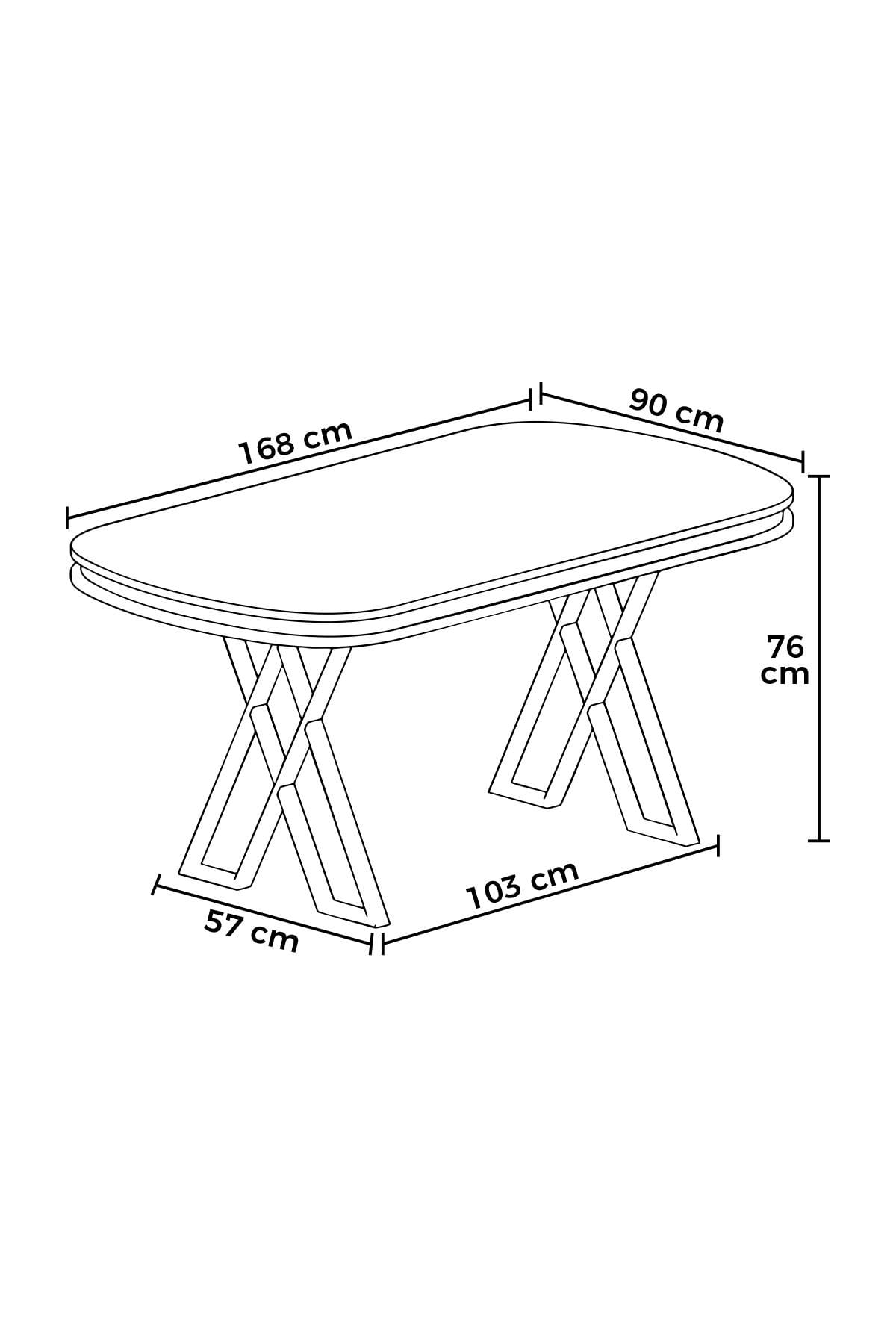 Masă dining Hanah Home, metal, 168 x 90 x 76 cm, negru marble/auriu, 240CHR2106