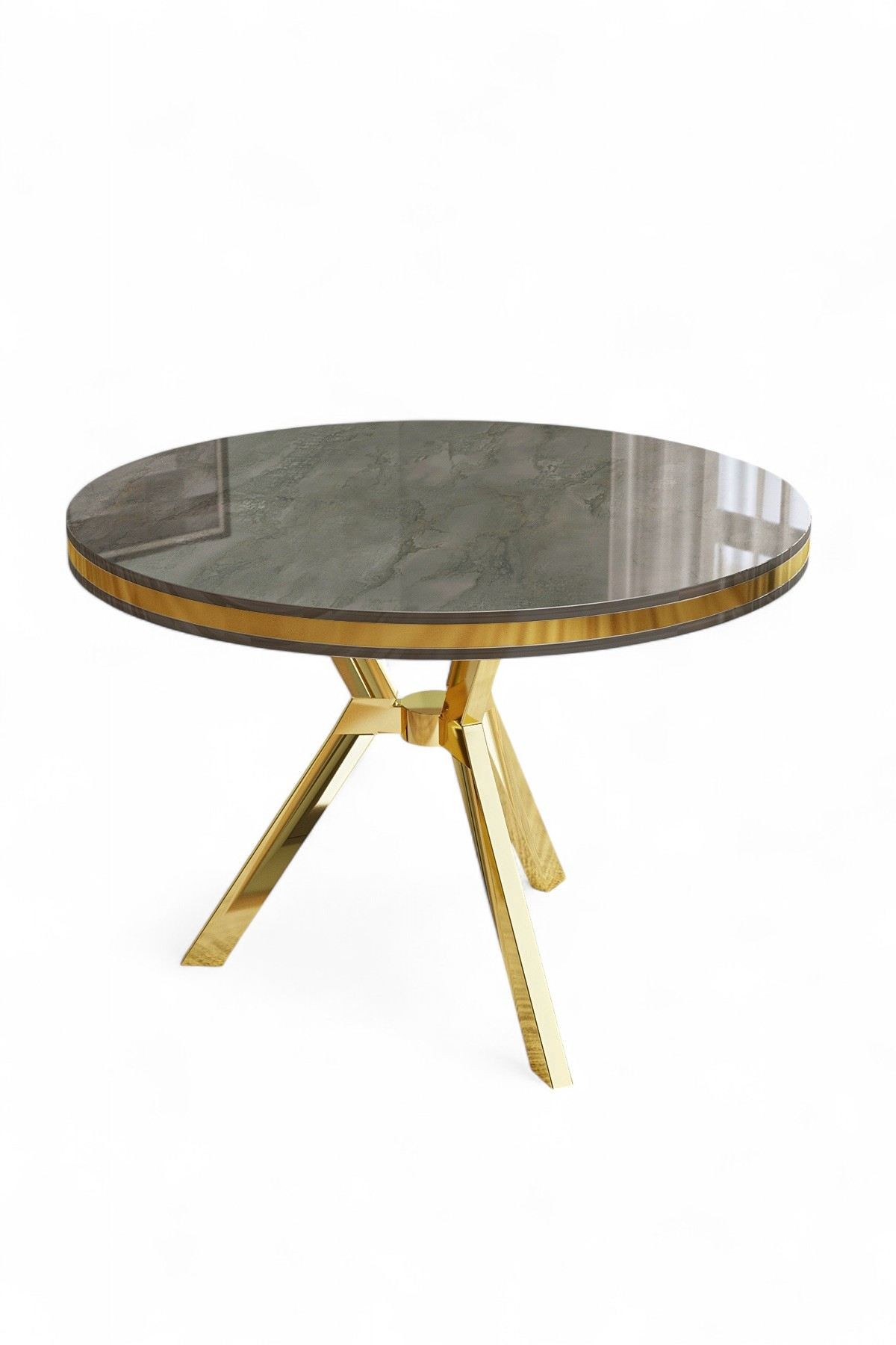 Masă dining Hanah Home, metal, 90 x 90 x 74 cm, antracit/auriu, 240CHR2112