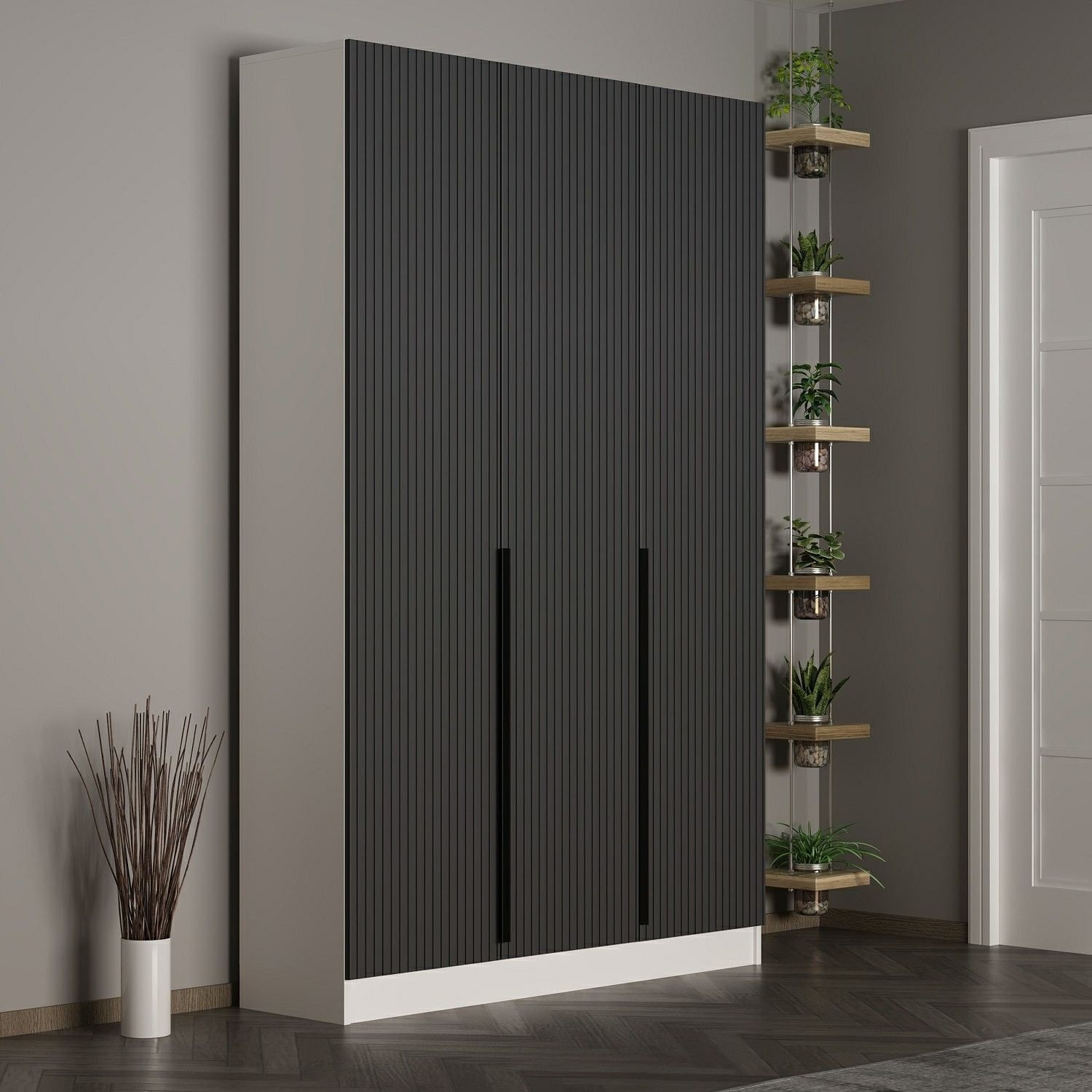 Cuier hol Hanah Home, PAL melaminat, 135 x 35 x 210 cm, antracit, 506MNR3240