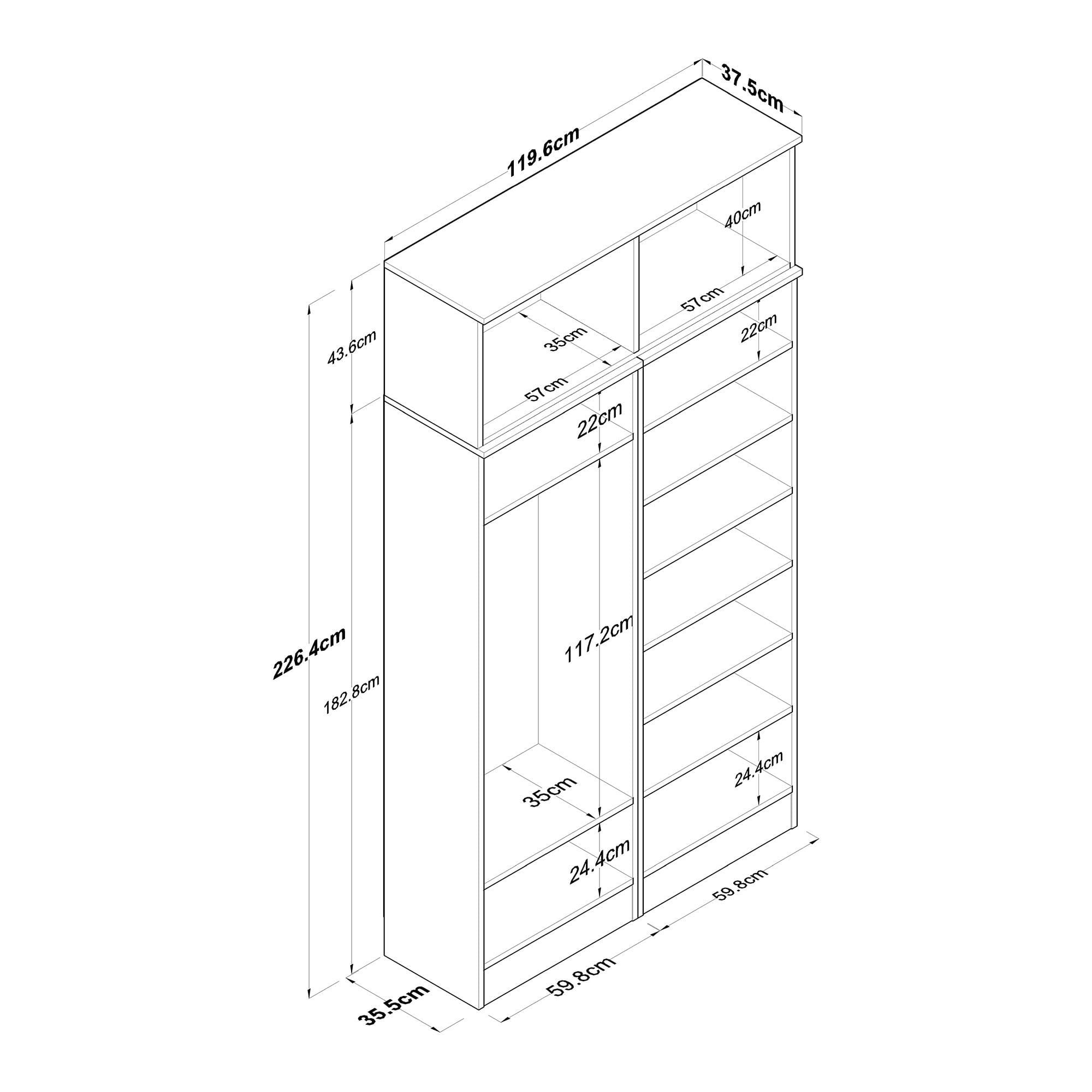 Cuier hol Hanah Home, PAL melaminat, 119.6 x 37.5 x 226.4 cm, alb, 893RAN5469 — imaginea 2