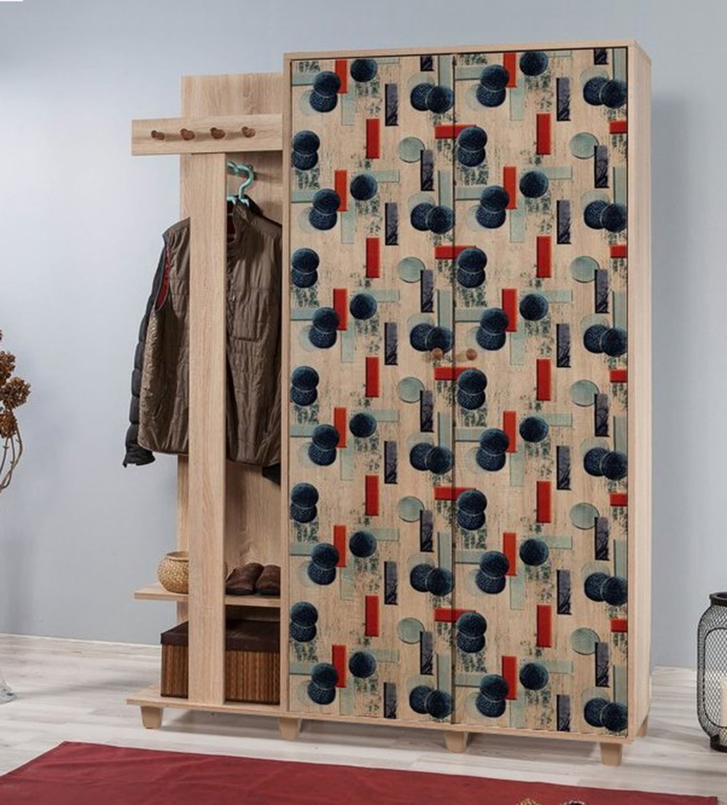 Cuier hol Hanah Home, PAL melaminat, 135 x 36 x 192 cm, stejar sonoma, 863SPH4822 — imaginea 4