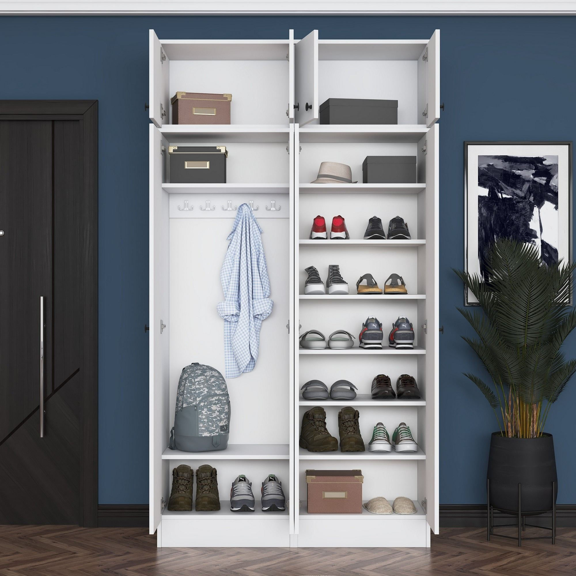 Cuier hol Hanah Home, PAL melaminat, 119.6 x 37.5 x 226.4 cm, alb, 893RAN5469 — imaginea 12