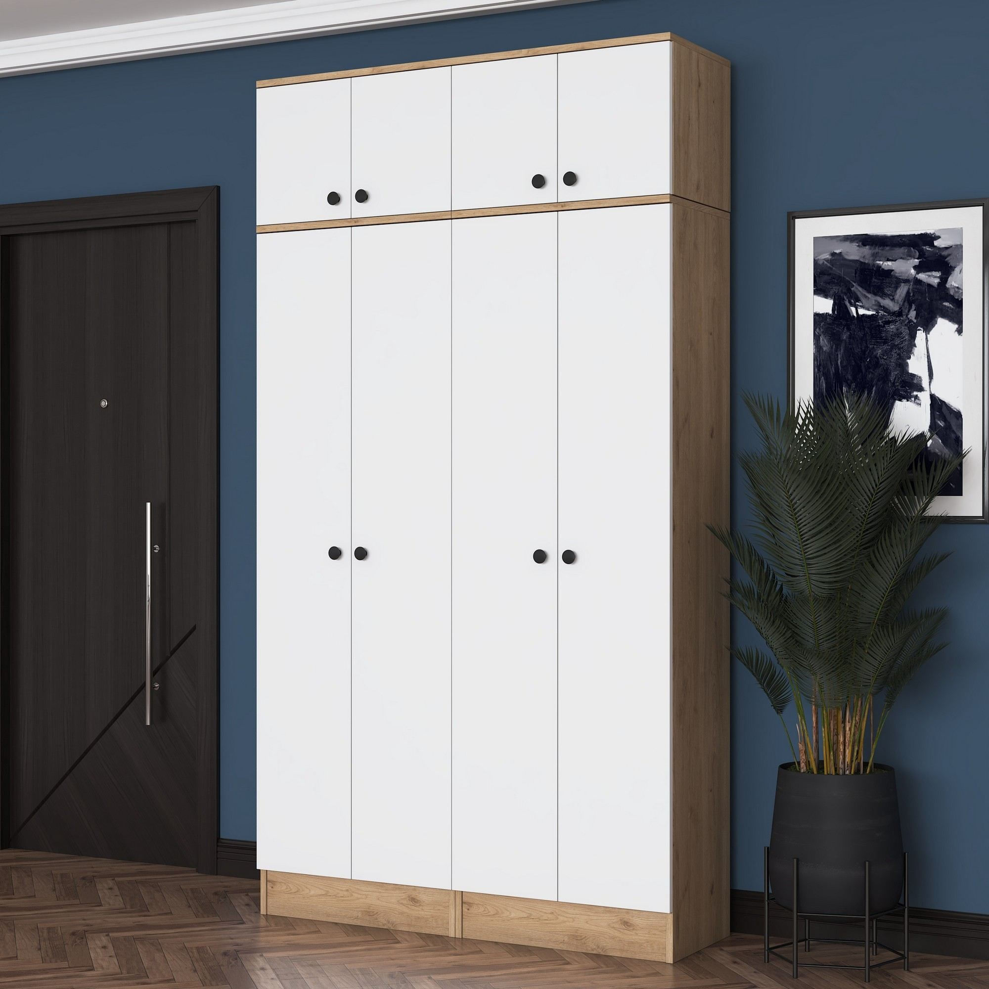 Cuier hol Hanah Home, PAL melaminat, 119.6 x 37.5 x 226.4 cm, nuc/alb, 893RAN5470 — imaginea 5