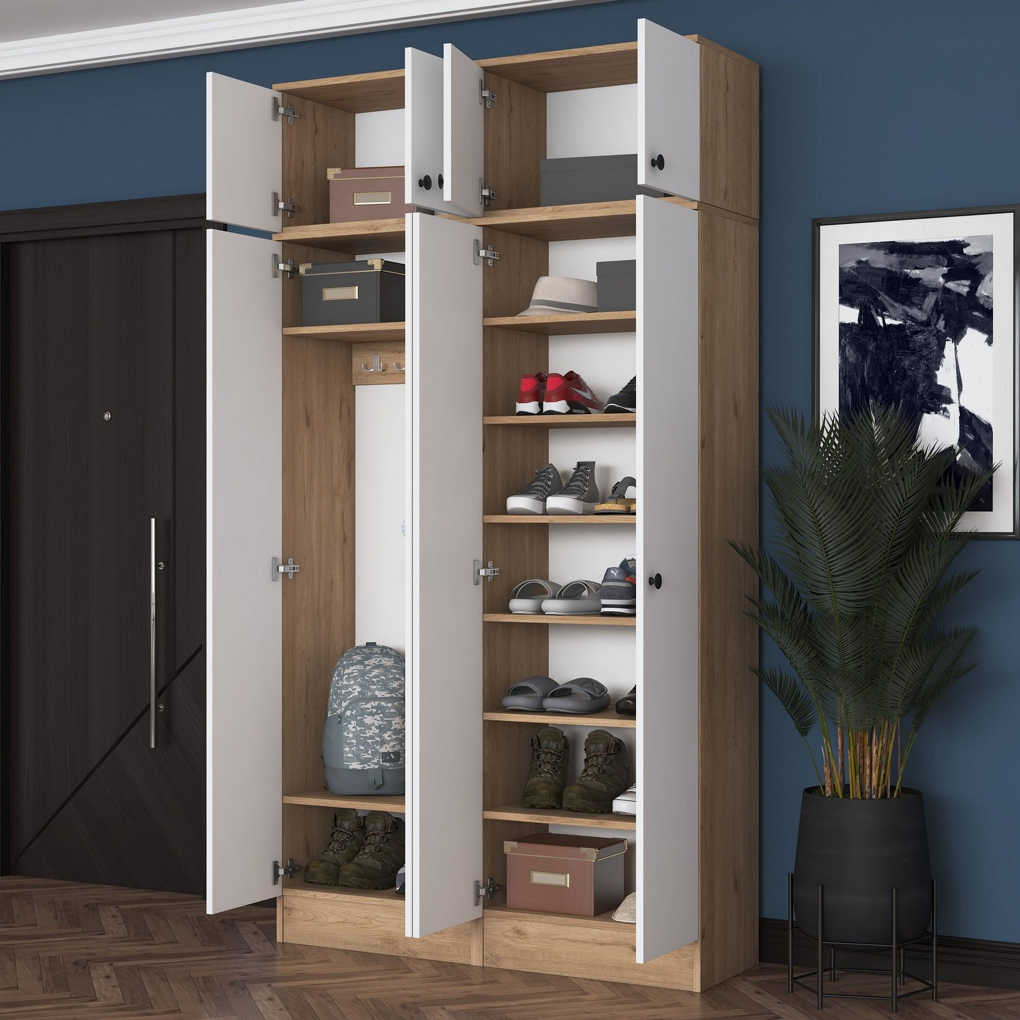 Cuier hol Hanah Home, PAL melaminat, 119.6 x 37.5 x 226.4 cm, nuc/alb, 893RAN5470 — imaginea 6
