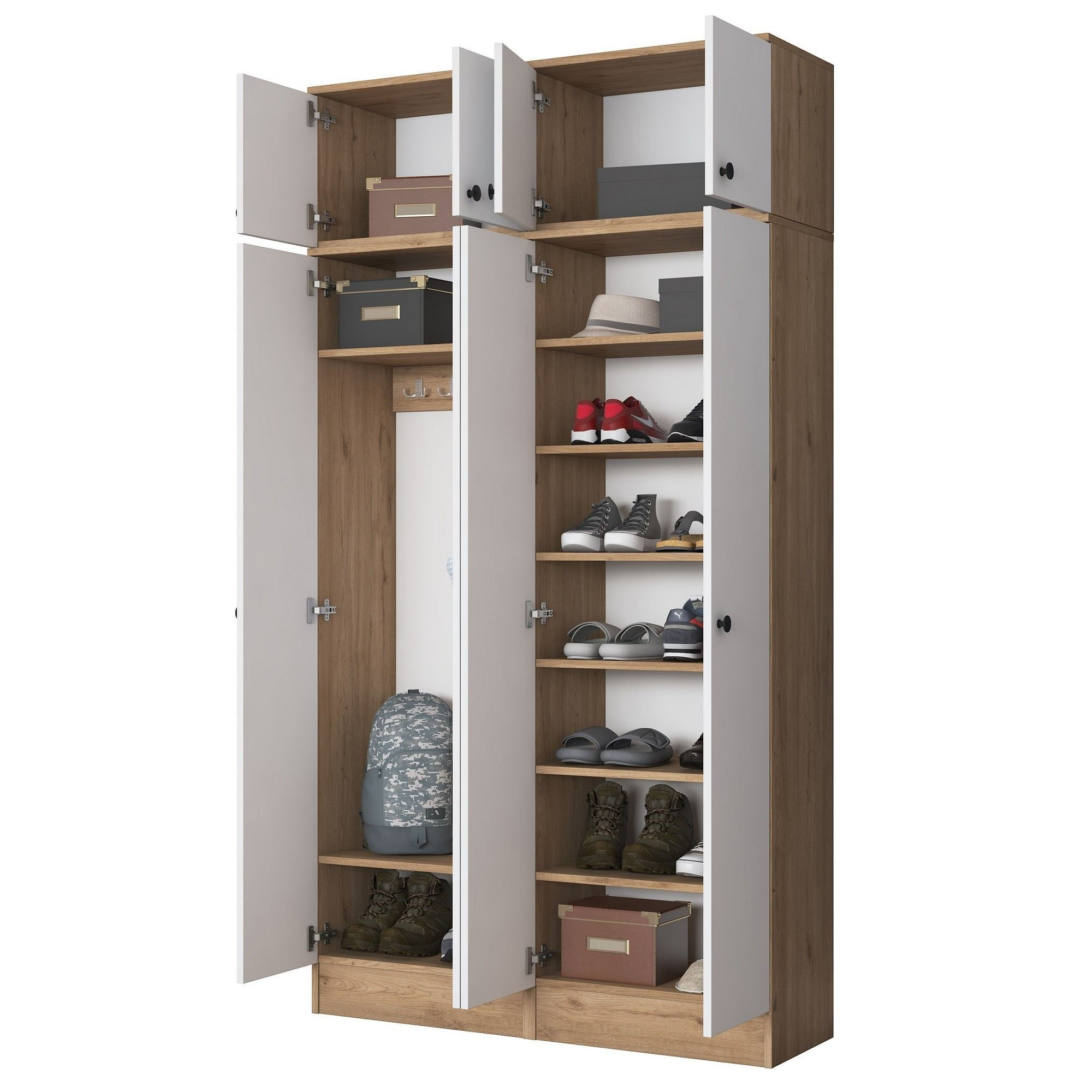 Cuier hol Hanah Home, PAL melaminat, 119.6 x 37.5 x 226.4 cm, nuc/alb, 893RAN5470 — imaginea 10