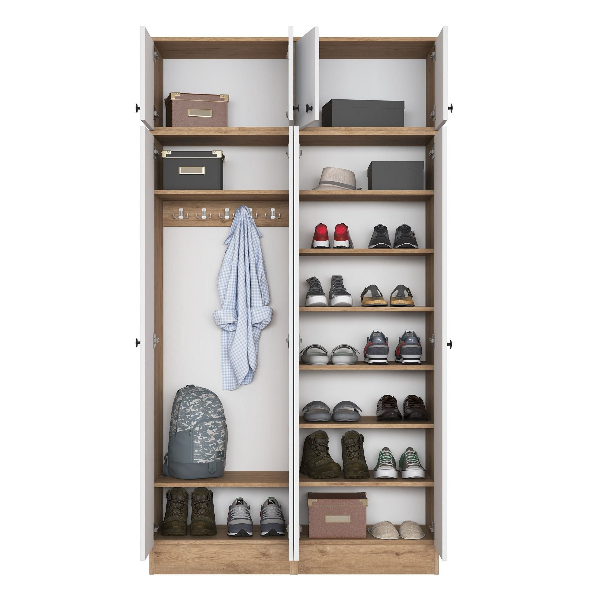 Cuier hol Hanah Home, PAL melaminat, 119.6 x 37.5 x 226.4 cm, nuc/alb, 893RAN5470 — imaginea 11