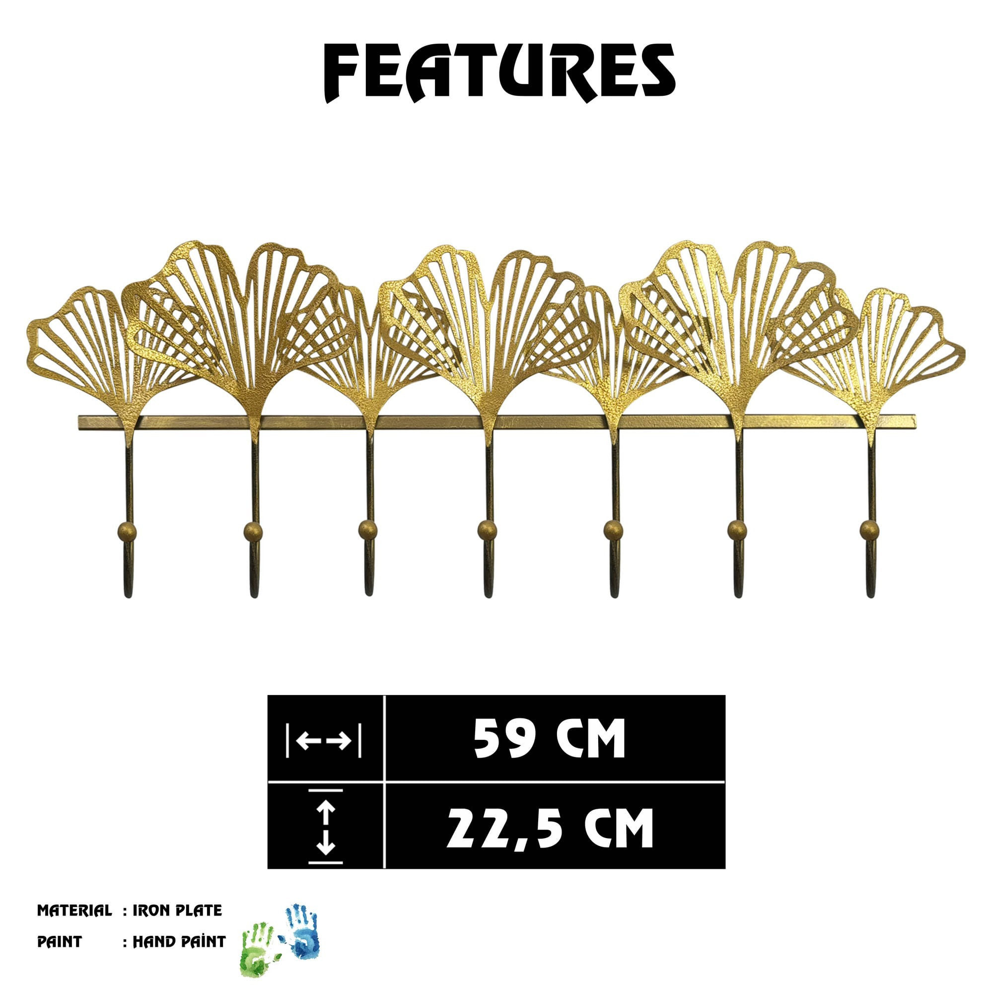 Cârlig perete metal Wallxpert, metal, 59 x 22.5 cm, multicolor, 279ENZ2809 — imaginea 3
