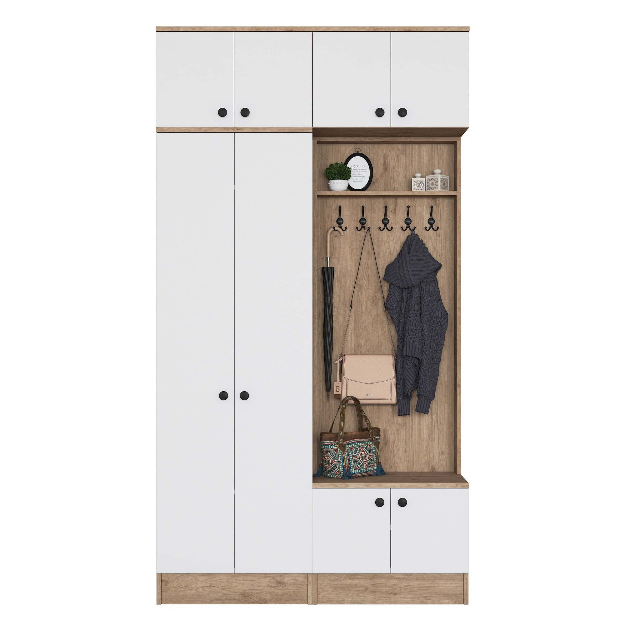 Cuier hol Hanah Home, PAL melaminat, 119.6 x 37.5 x 226.4 cm, nuc/alb, 893RAN5465 — imaginea 2