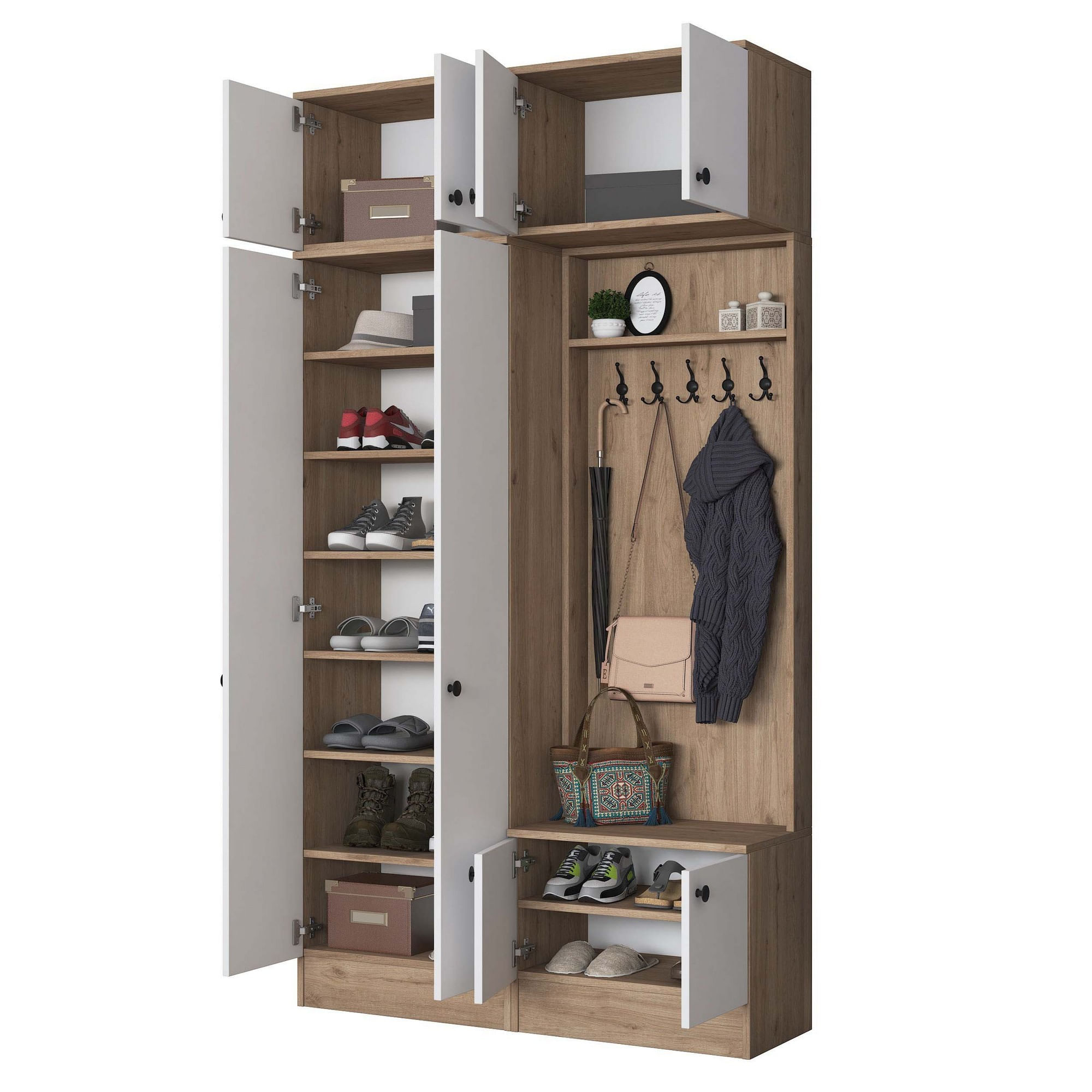 Cuier hol Hanah Home, PAL melaminat, 119.6 x 37.5 x 226.4 cm, nuc/alb, 893RAN5465 — imaginea 4