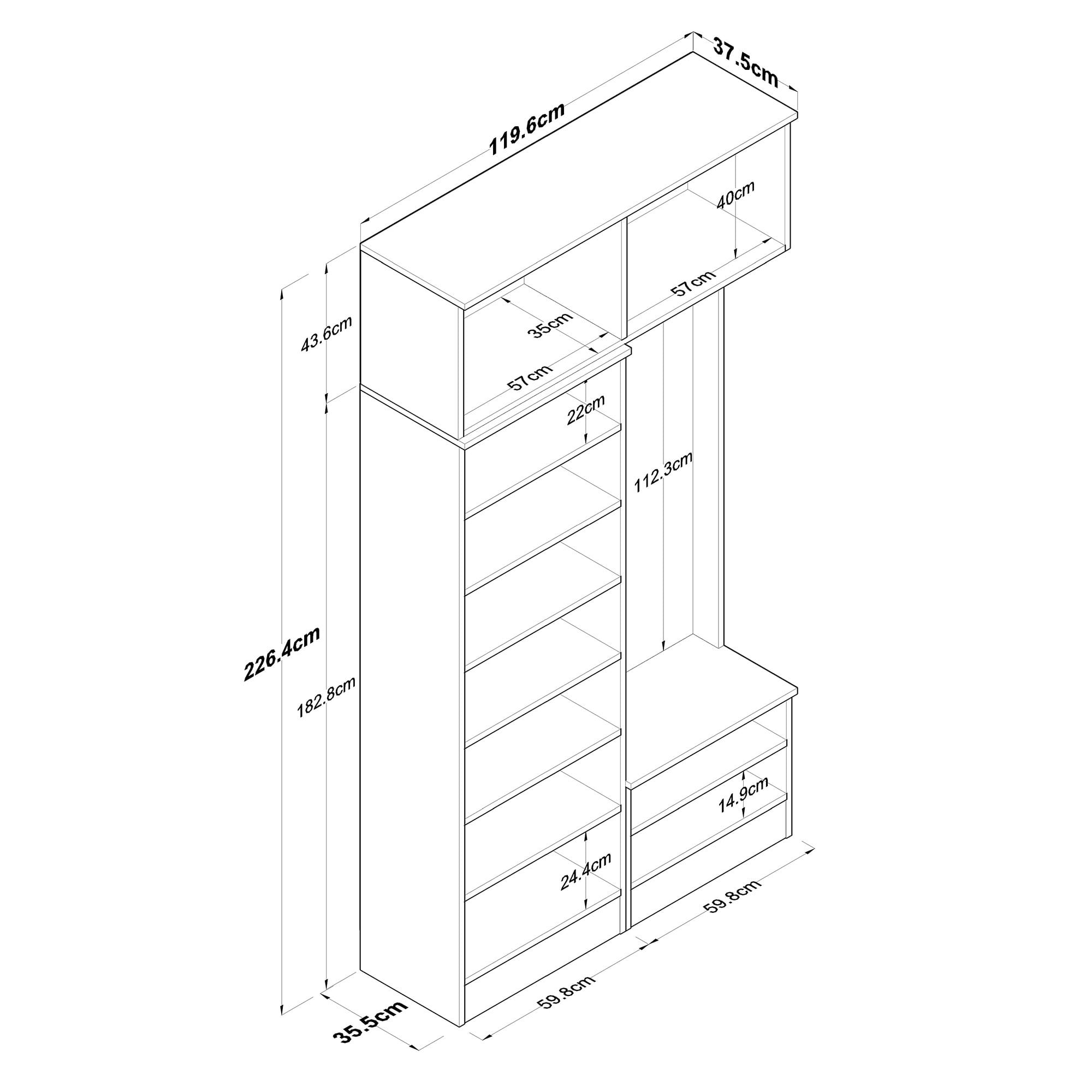 Cuier hol Hanah Home, PAL melaminat, 119.6 x 37.5 x 226.4 cm, nuc/alb, 893RAN5465 — imaginea 5