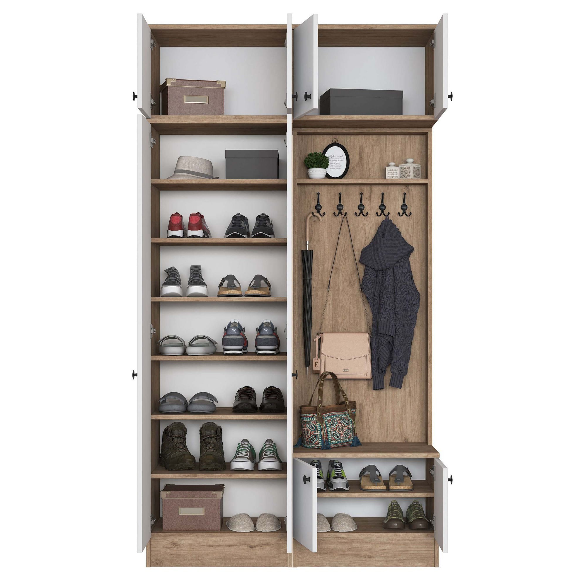 Cuier hol Hanah Home, PAL melaminat, 119.6 x 37.5 x 226.4 cm, nuc/alb, 893RAN5465 — imaginea 6