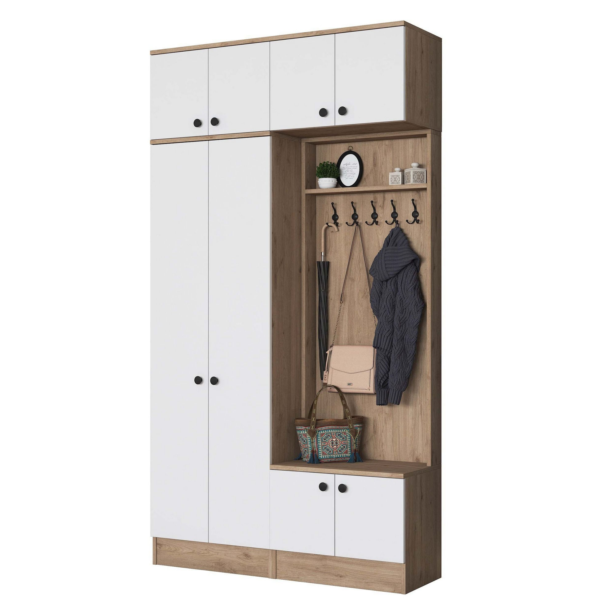 Cuier hol Hanah Home, PAL melaminat, 119.6 x 37.5 x 226.4 cm, nuc/alb, 893RAN5465 — imaginea 9