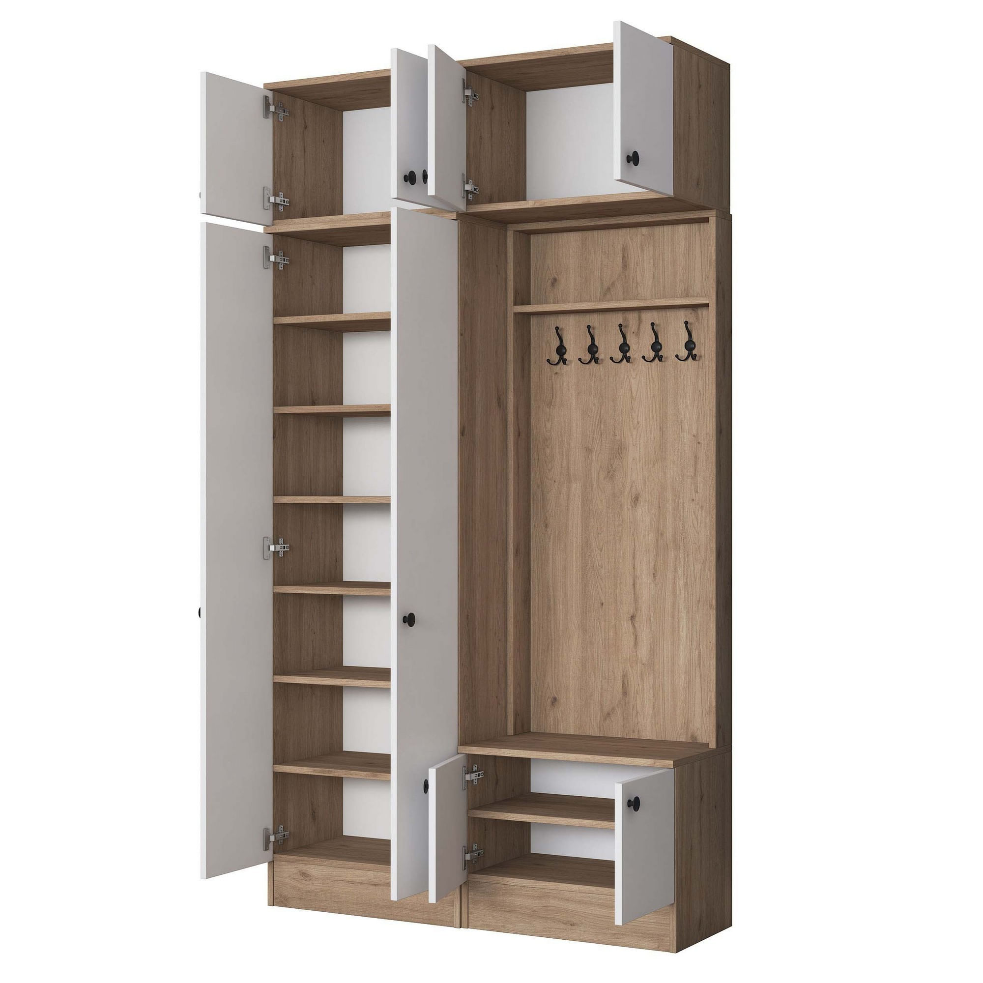 Cuier hol Hanah Home, PAL melaminat, 119.6 x 37.5 x 226.4 cm, nuc/alb, 893RAN5465 — imaginea 12