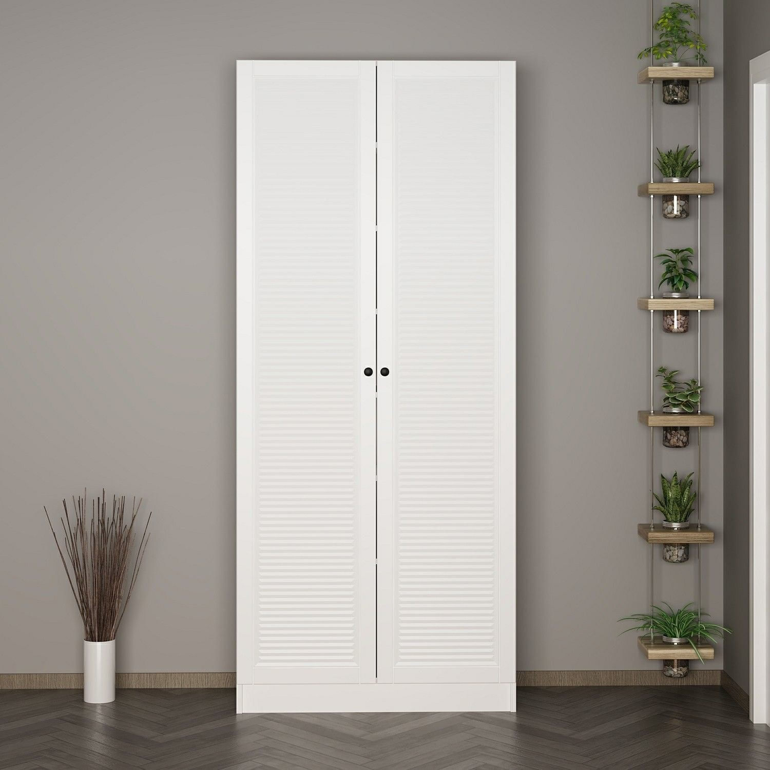 Cuier hol Hanah Home, PAL melaminat, 90 x 35 x 210 cm, alb, 506MNR3317 — imaginea 6
