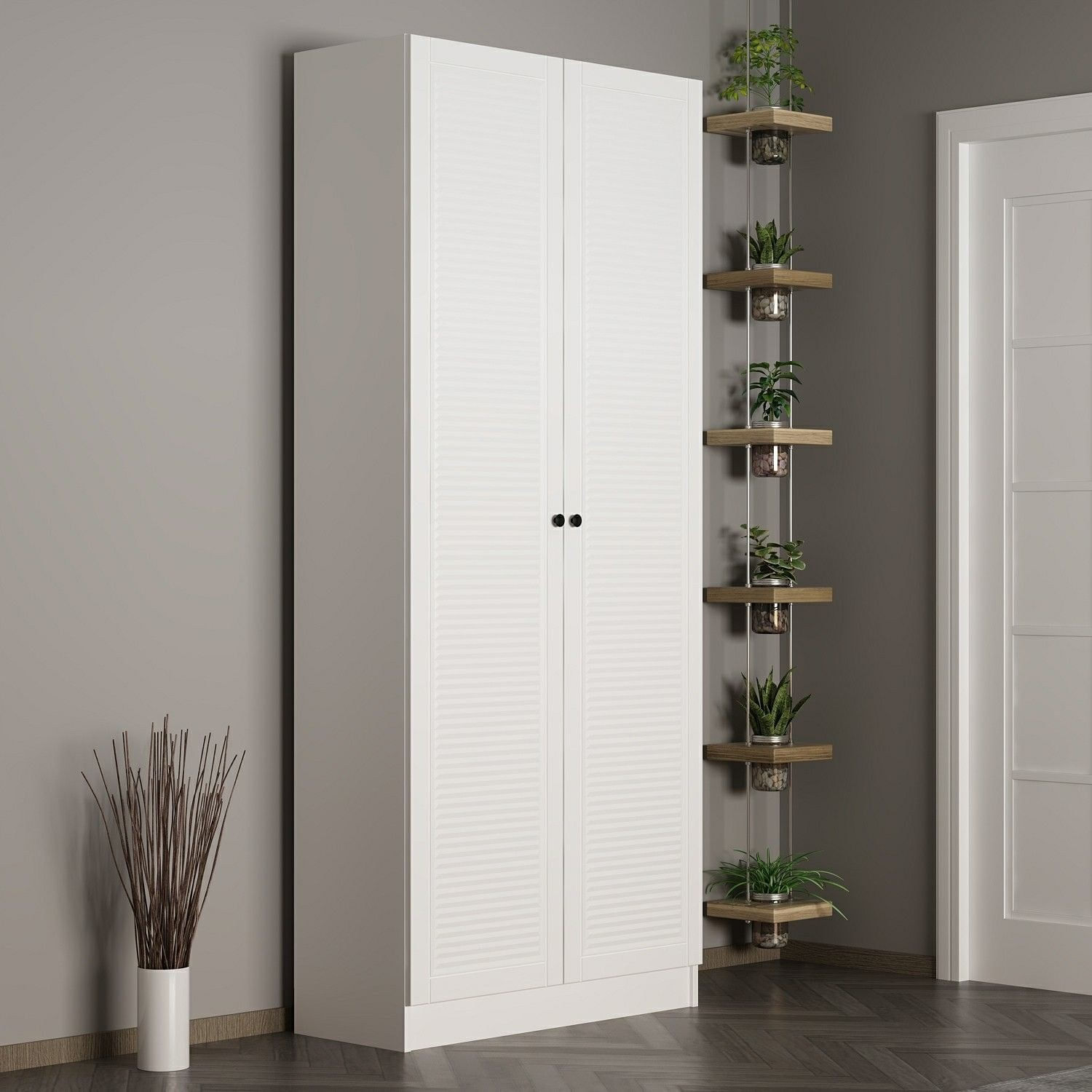 Cuier hol Hanah Home, PAL melaminat, 90 x 35 x 210 cm, alb, 506MNR3317 — imaginea 7