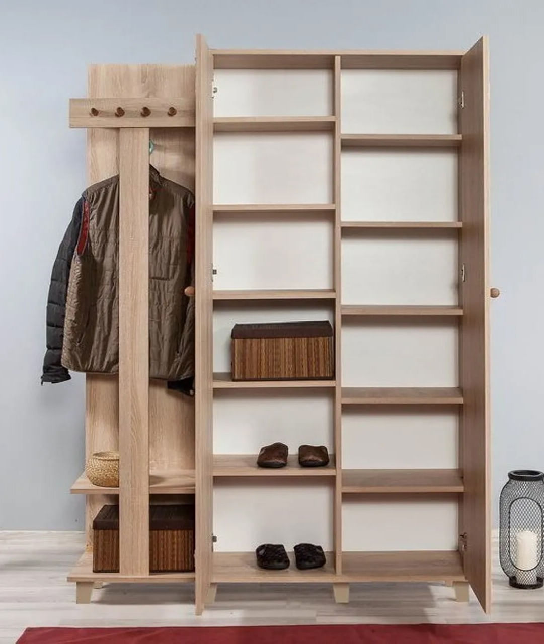 Cuier hol Hanah Home, PAL melaminat, 135 x 36 x 192 cm, stejar sonoma, 863SPH4821 — imaginea 3