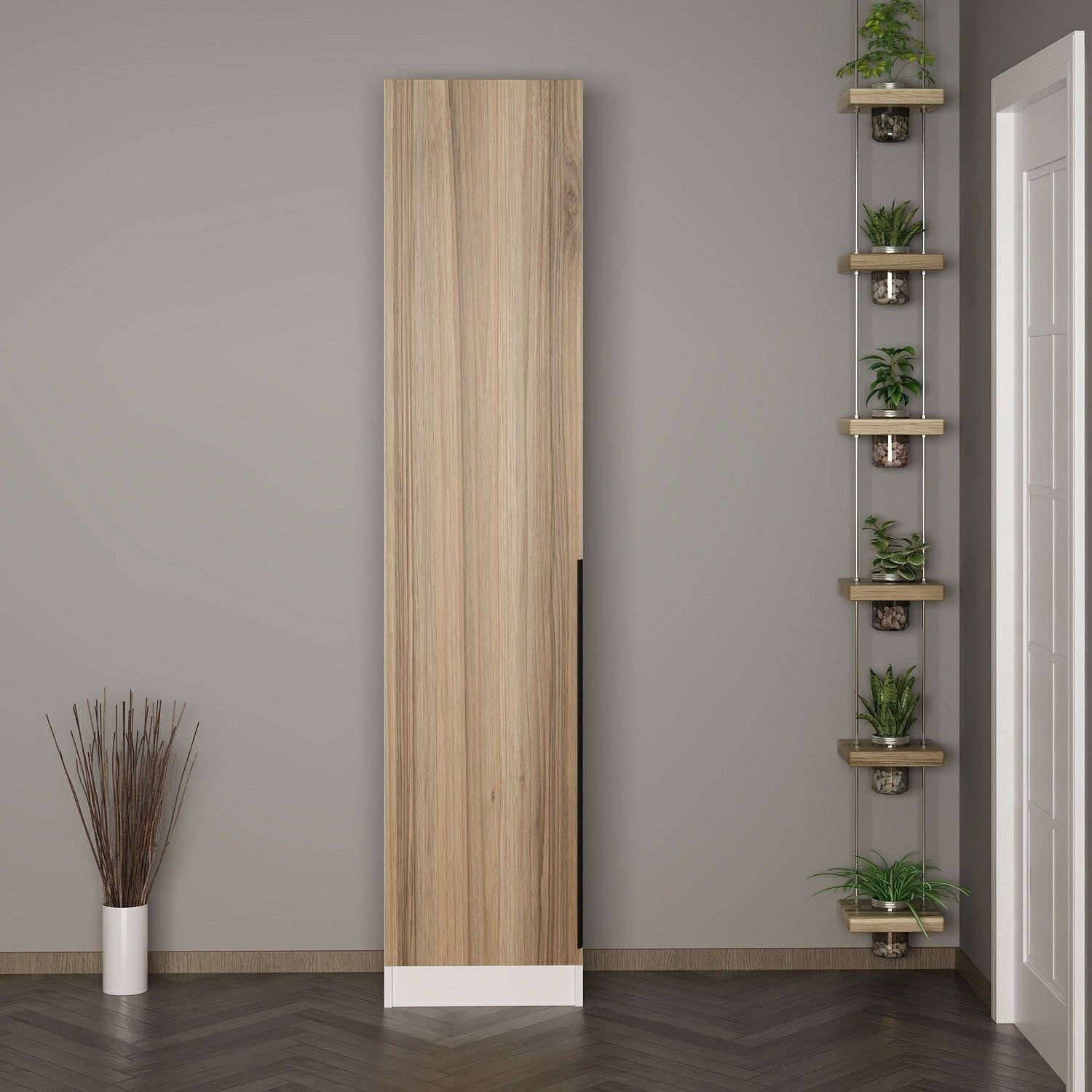 Cuier hol Hanah Home, PAL melaminat, 45 x 35 x 210 cm, nuc, 506MNR3249 — imaginea 6