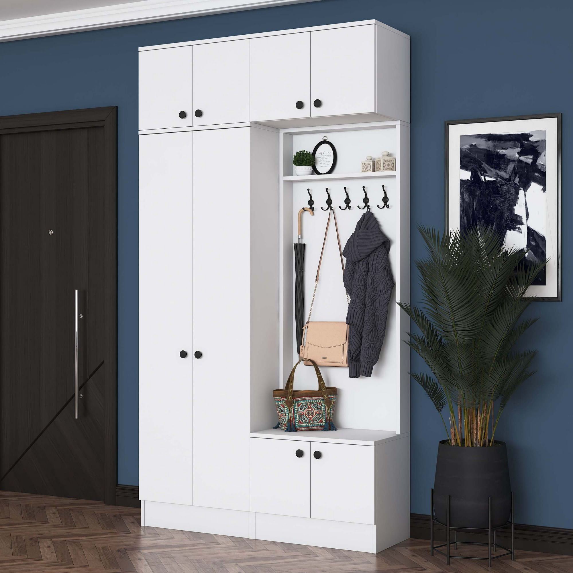 Cuier hol Hanah Home, PAL melaminat, 119.6 x 37.5 x 226.4 cm, alb, 893RAN5468 — imaginea 7