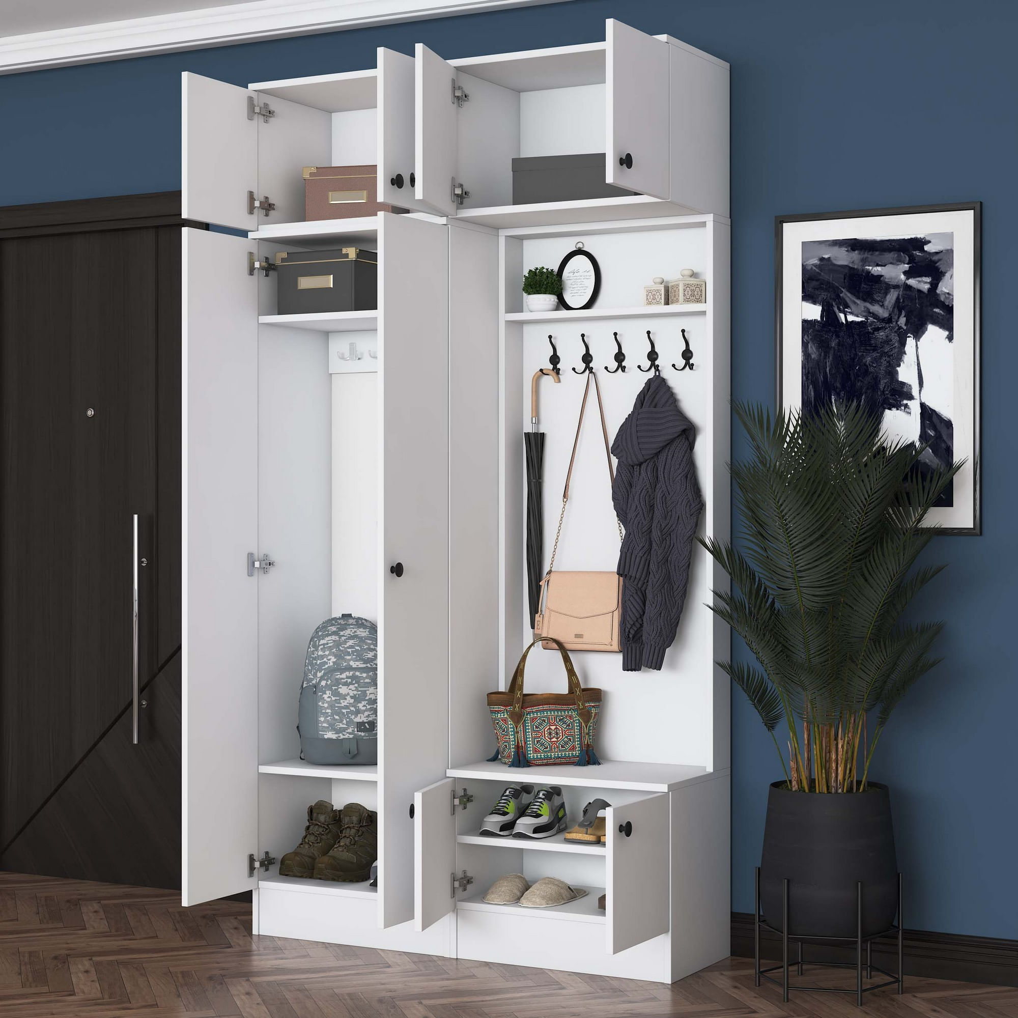 Cuier hol Hanah Home, PAL melaminat, 119.6 x 37.5 x 226.4 cm, alb, 893RAN5468 — imaginea 8