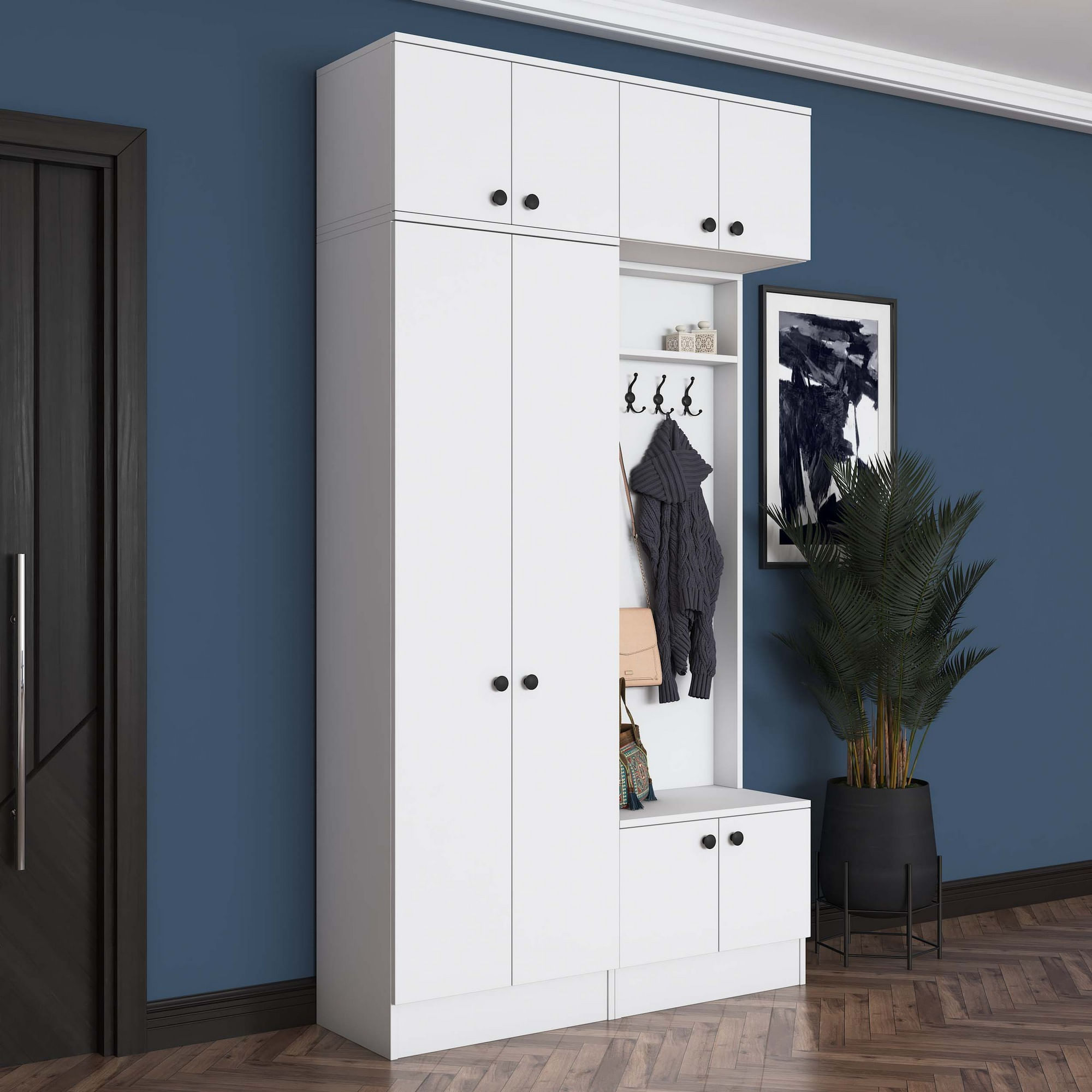 Cuier hol Hanah Home, PAL melaminat, 119.6 x 37.5 x 226.4 cm, alb, 893RAN5468 — imaginea 9