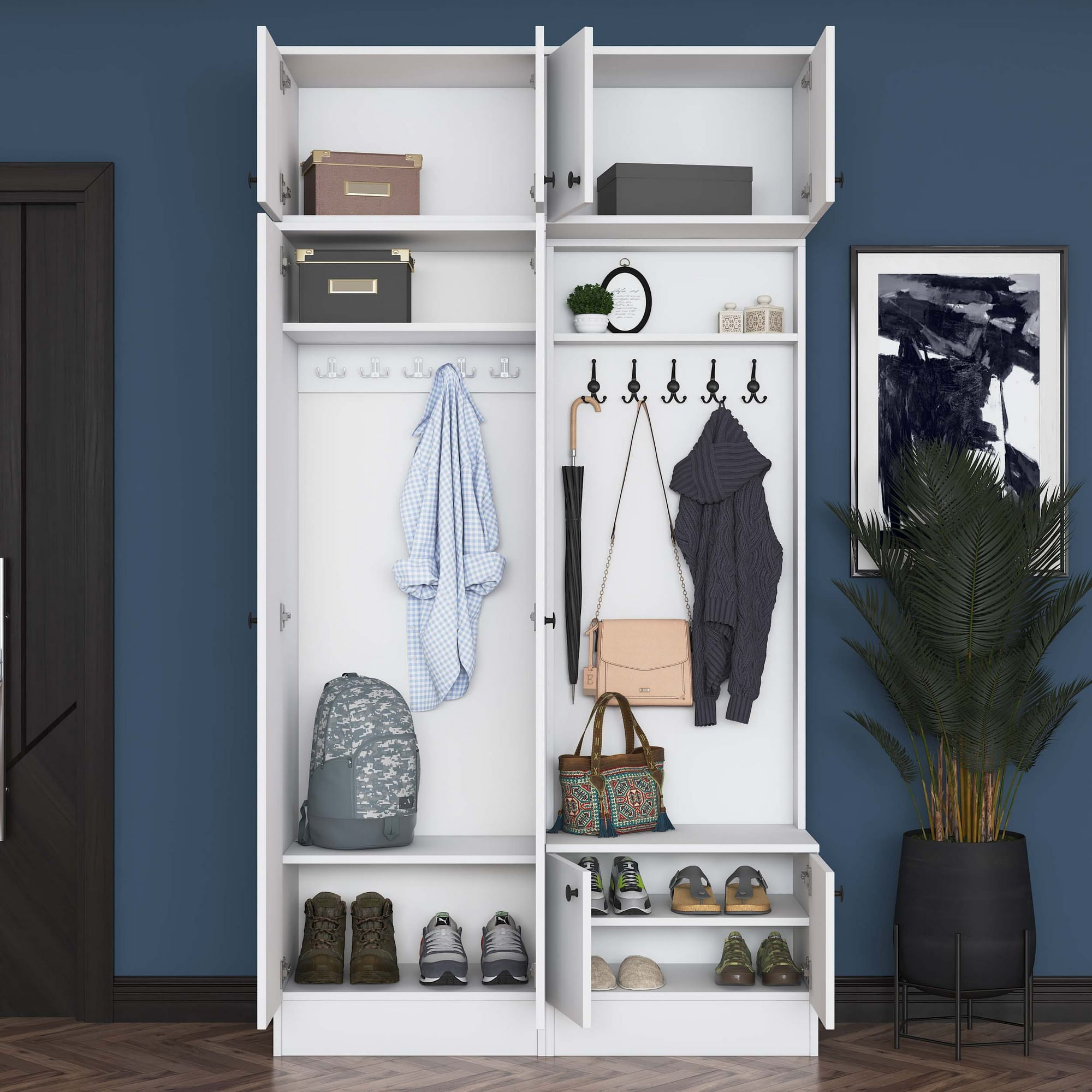 Cuier hol Hanah Home, PAL melaminat, 119.6 x 37.5 x 226.4 cm, alb, 893RAN5468 — imaginea 12