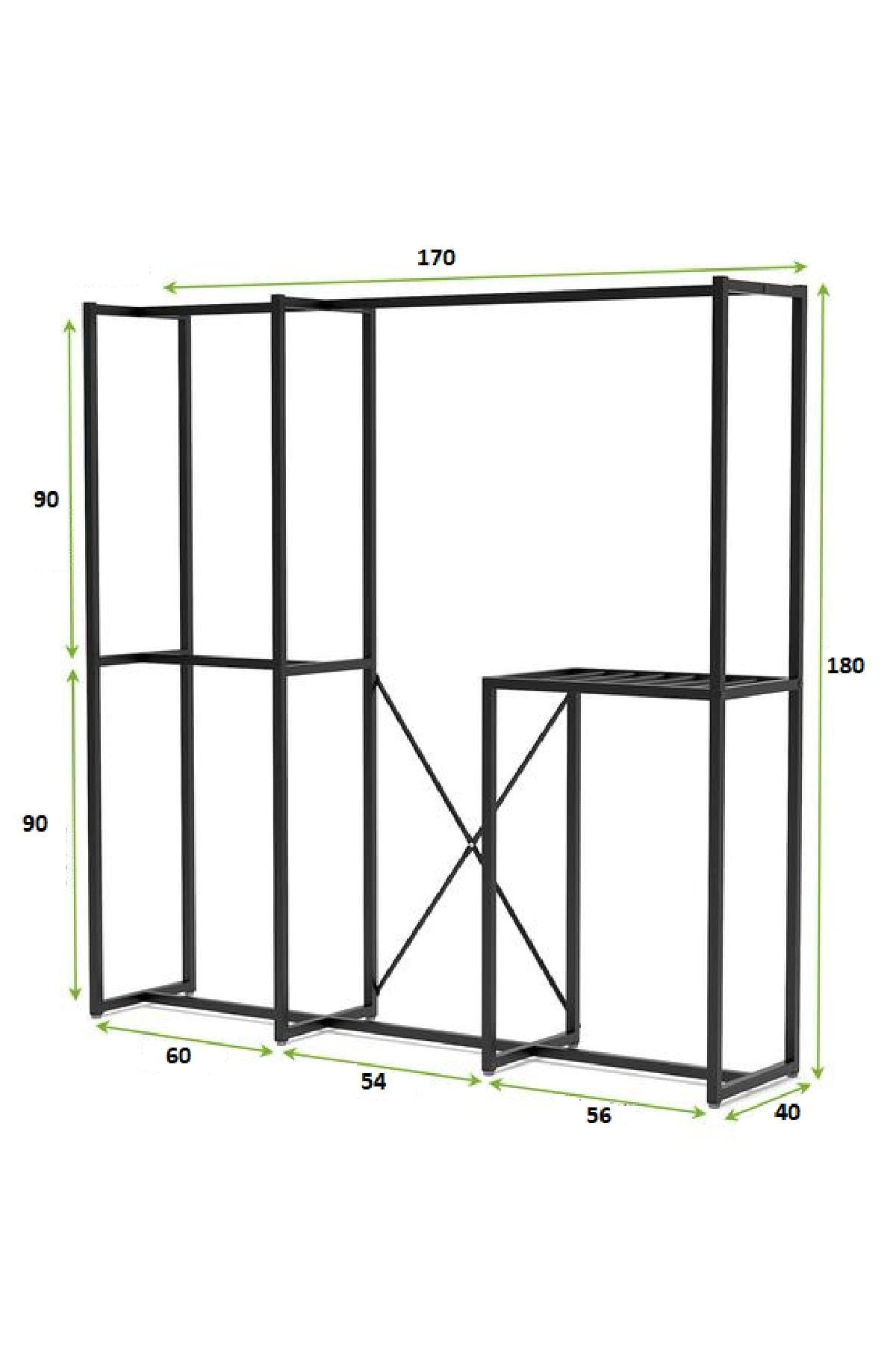 Cuier metalic Hanah Home, metal, 170 x 40 x 180 cm, negru, 540MDR1701 — imaginea 3
