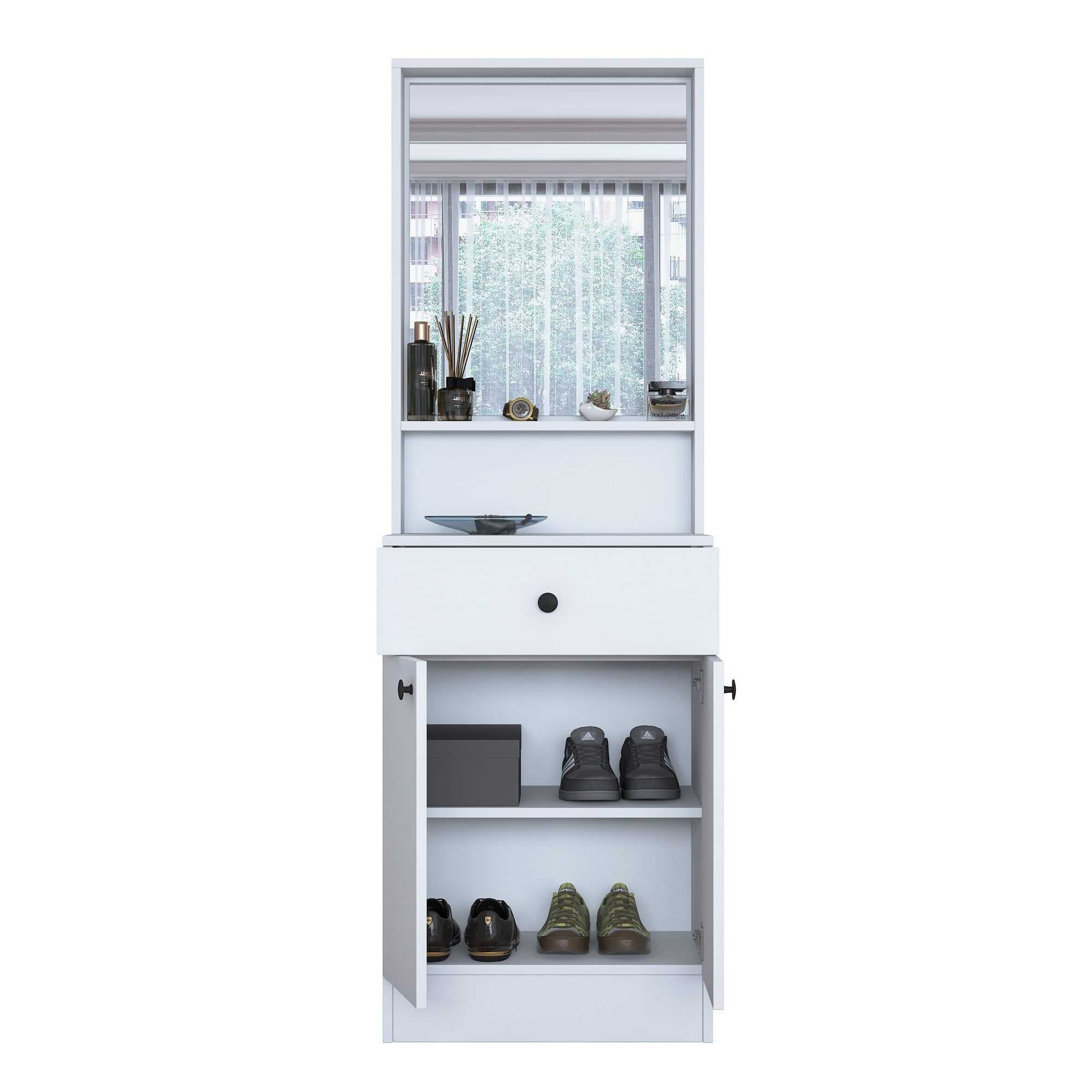 Cuier hol Hanah Home, PAL melaminat, 60 x 35.5 x 182.8 cm, alb, 893RAN1730 — imaginea 2