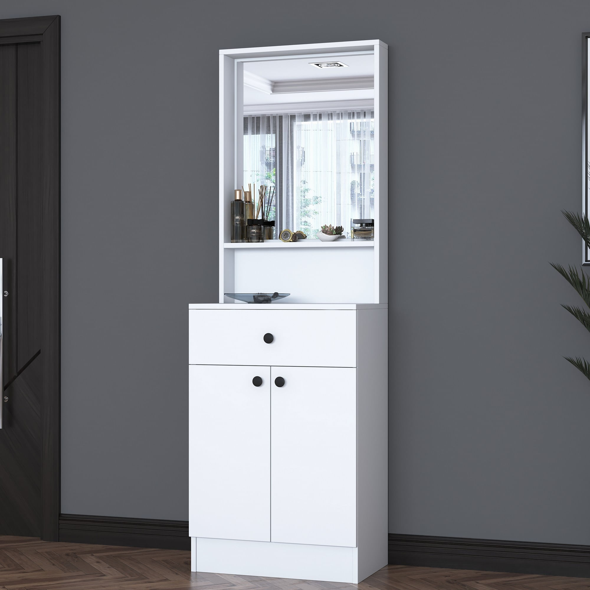 Cuier hol Hanah Home, PAL melaminat, 60 x 35.5 x 182.8 cm, alb, 893RAN1730 — imaginea 11