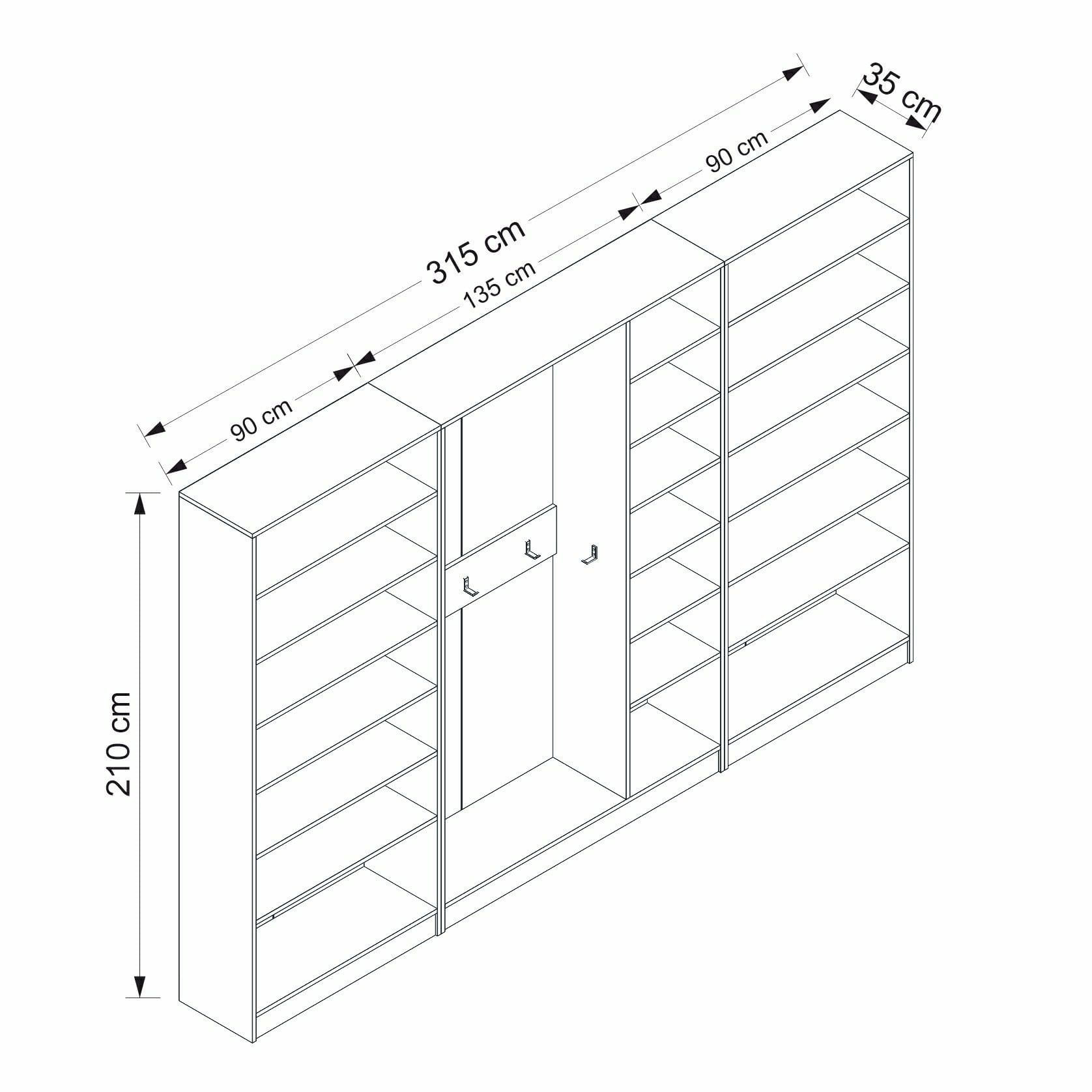 Cuier hol Hanah Home, PAL melaminat, 315 x 35 x 210 cm, alb, 506MNR3223 — imaginea 3