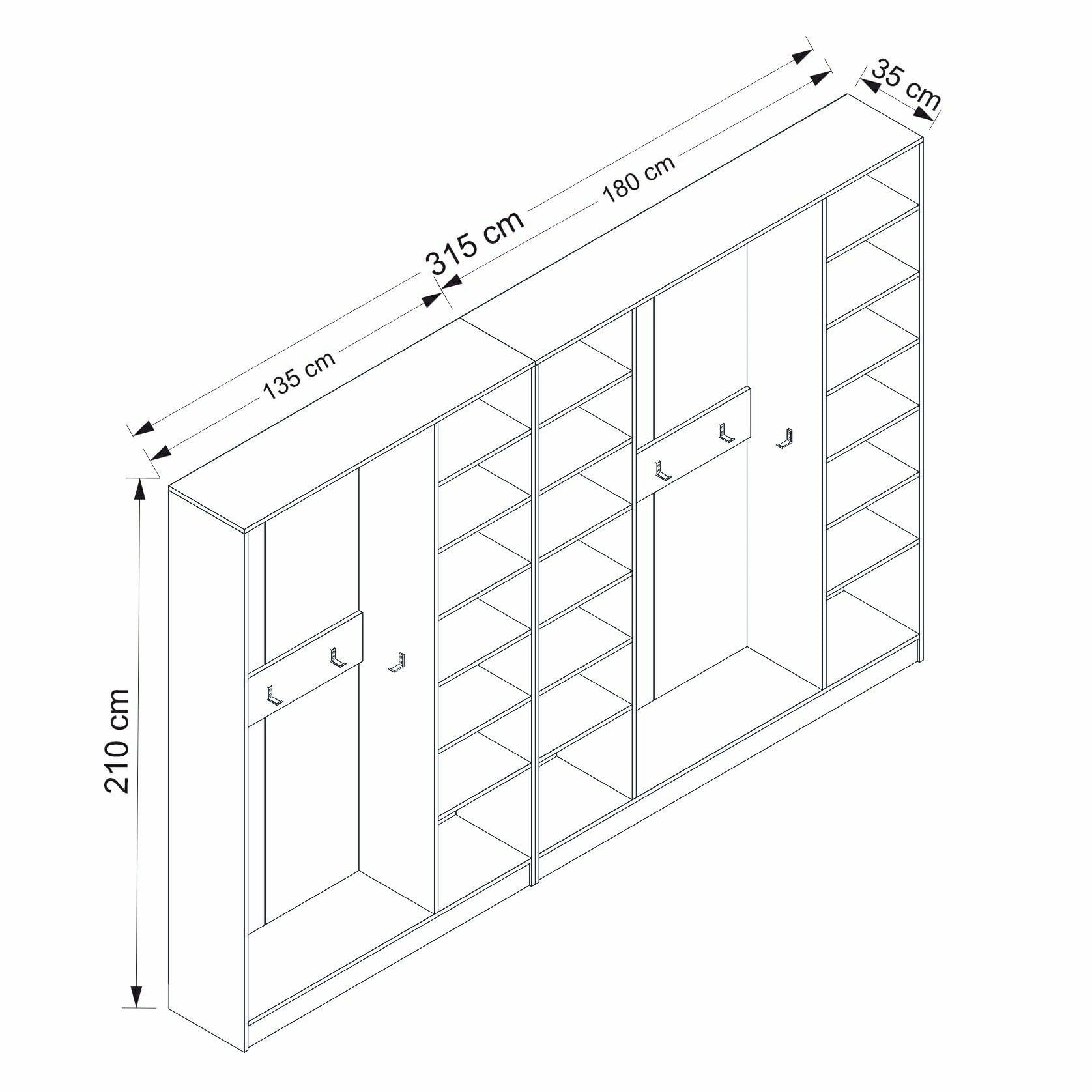 Cuier hol Hanah Home, PAL melaminat, 315 x 35 x 210 cm, alb, 506MNR3235 — imaginea 2