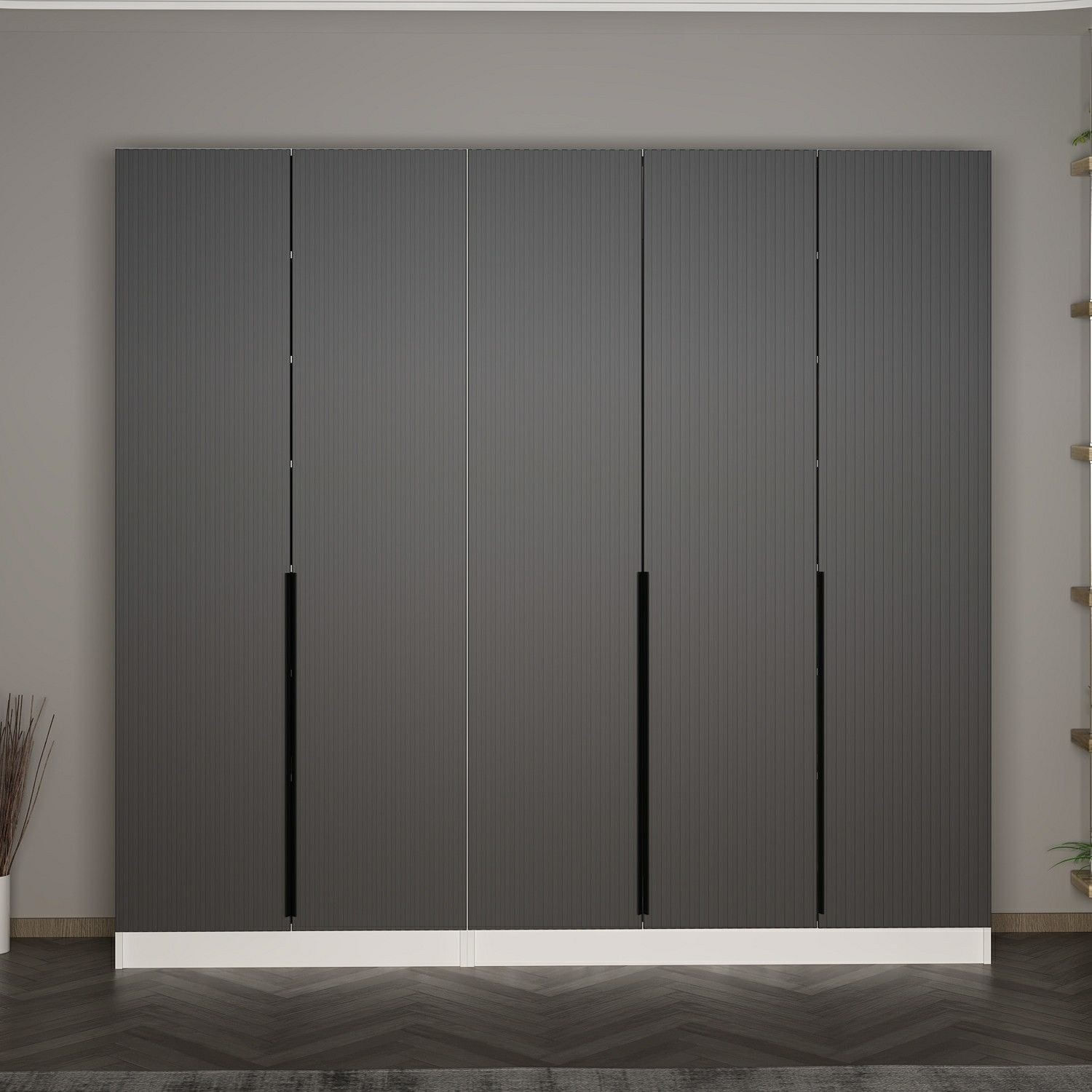 Cuier hol Hanah Home, PAL melaminat, 225 x 35 x 210 cm, antracit, 506MNR3242 — imaginea 7