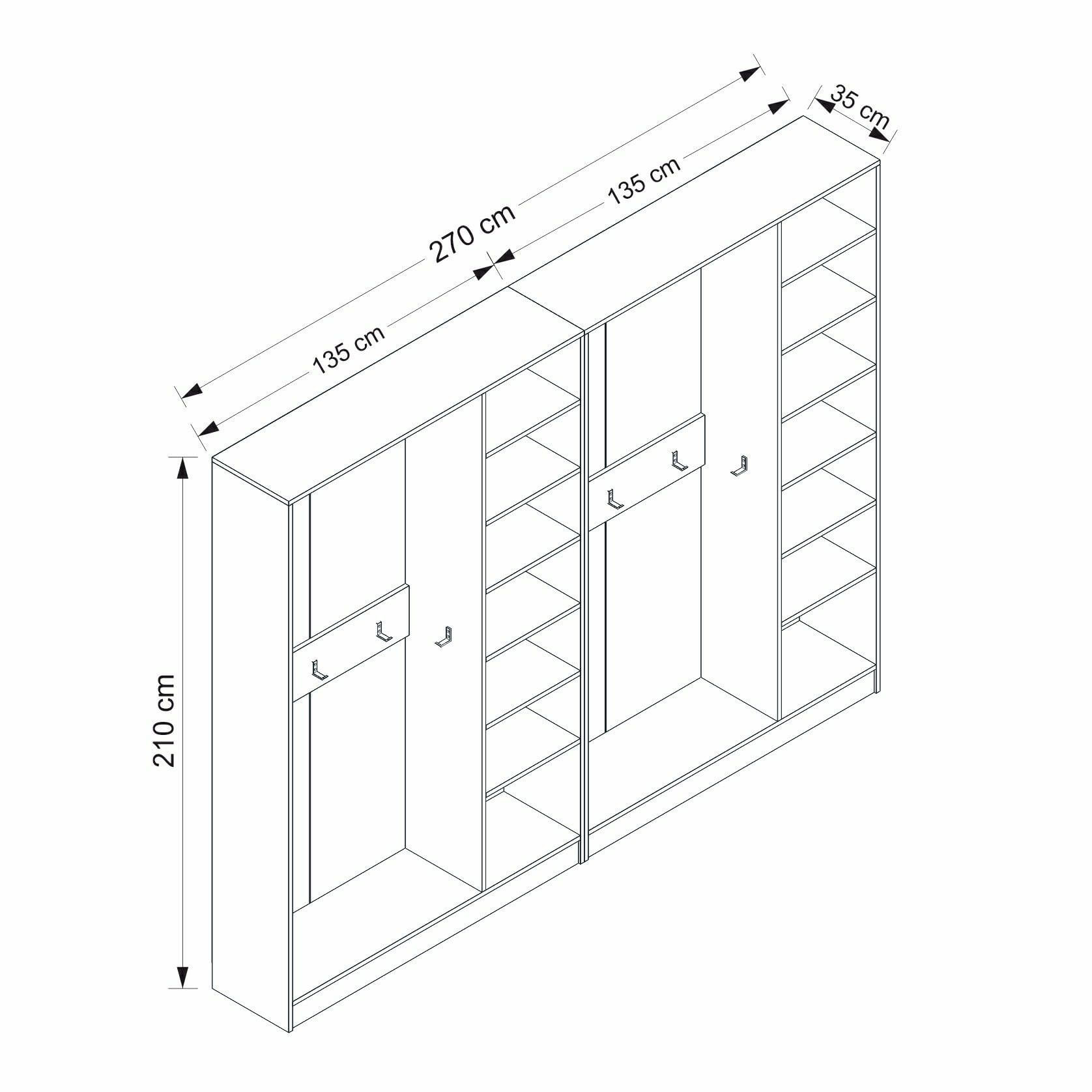 Cuier hol Hanah Home, PAL melaminat, 270 x 35 x 210 cm, nuc, 506MNR3255 — imaginea 2