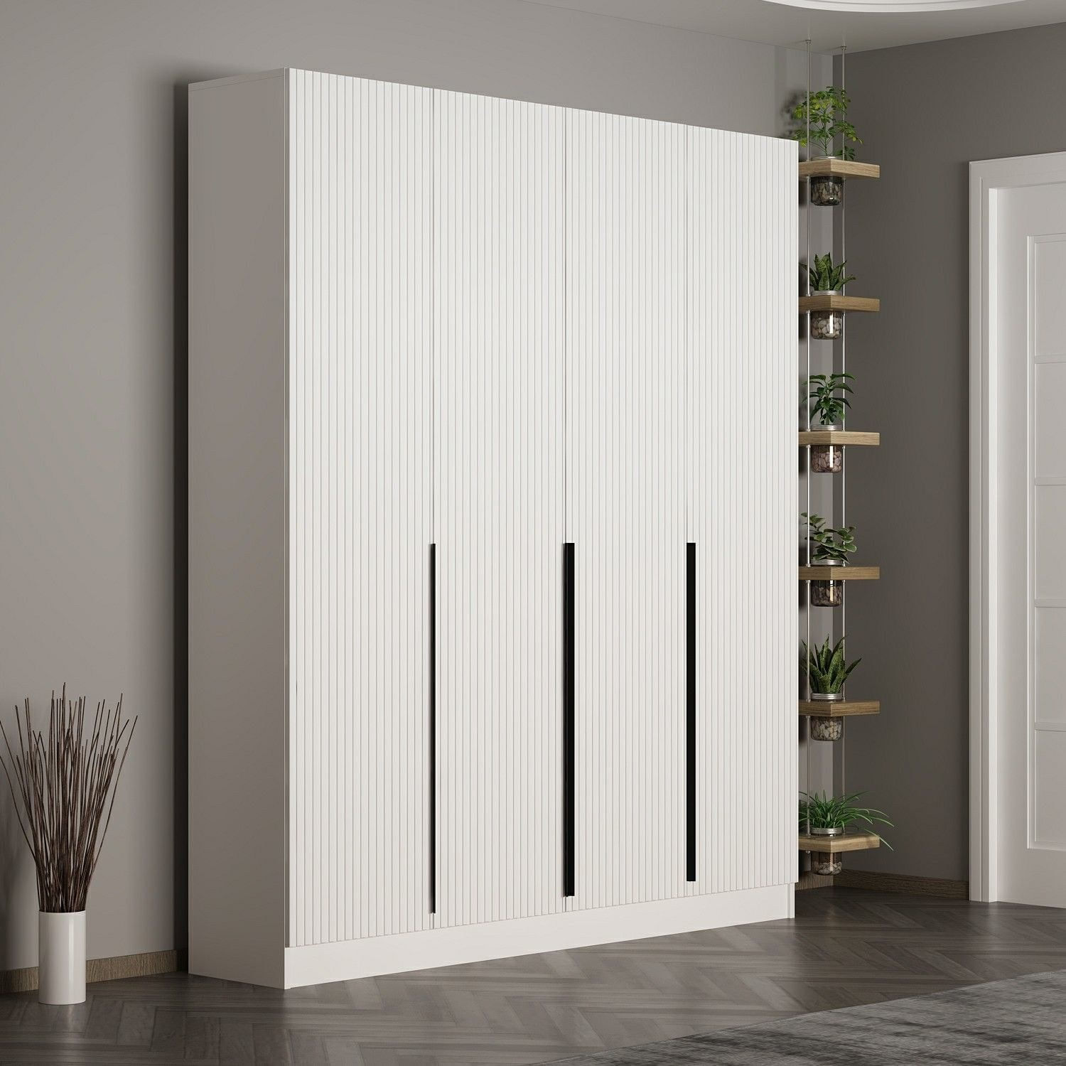 Cuier hol Hanah Home, PAL melaminat, 180 x 35 x 210 cm, alb, 506MNR3230 — imaginea 2