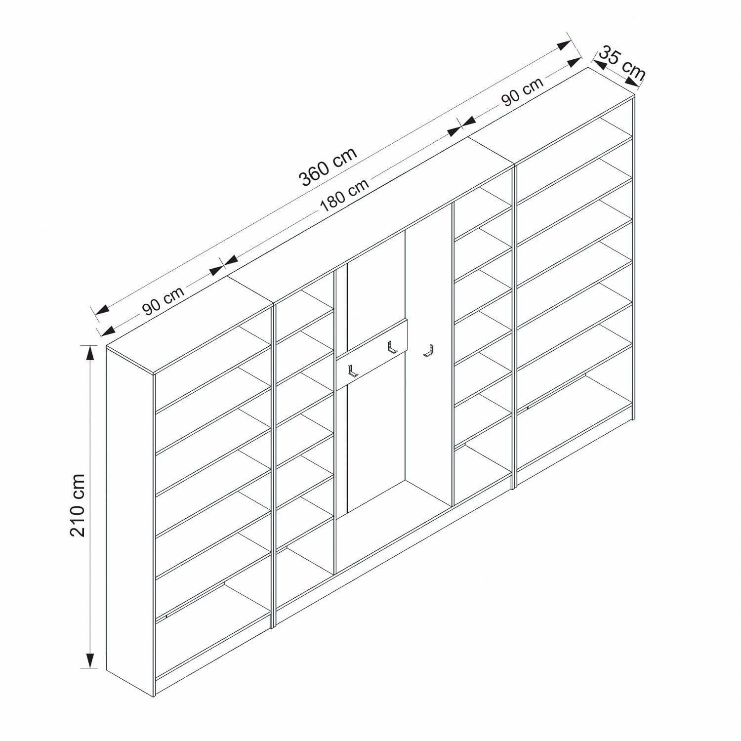Cuier hol Hanah Home, PAL melaminat, 360 x 35 x 210 cm, alb, 506MNR3813 — imaginea 2