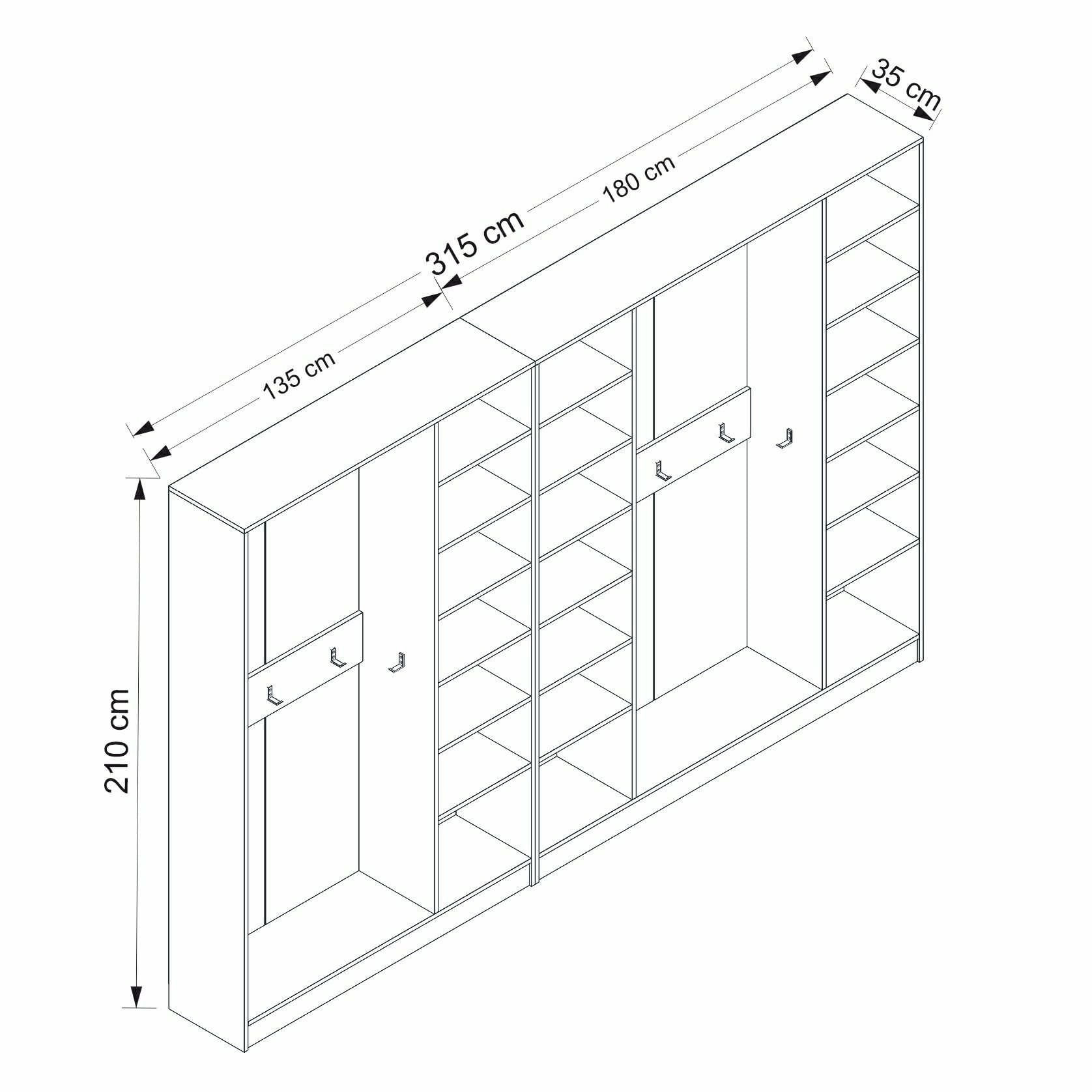 Cuier hol Hanah Home, PAL melaminat, 315 x 35 x 210 cm, alb, 506MNR3179 — imaginea 6