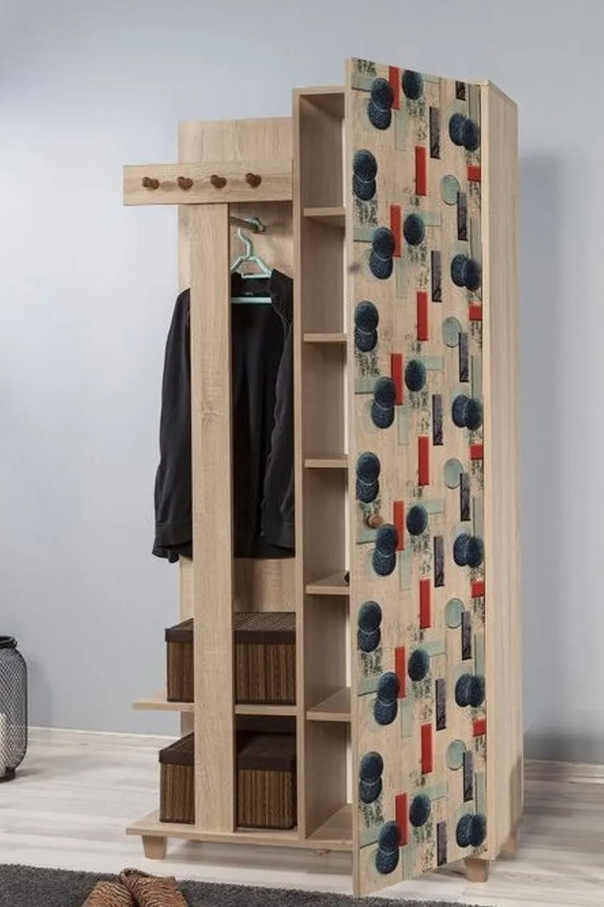Cuier hol Hanah Home, PAL melaminat, 90 x 36 x 192 cm, stejar sonoma, 869VEL4837 — imaginea 4