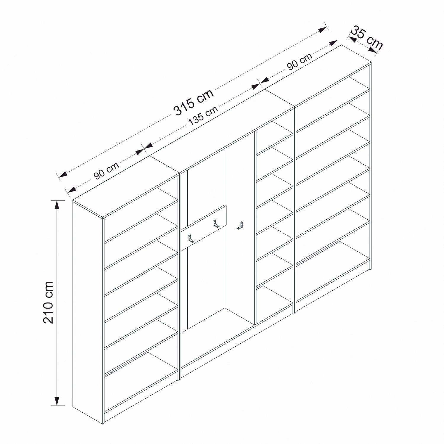 Cuier hol Hanah Home, PAL melaminat, 315 x 35 x 210 cm, alb, 506MNR3811 — imaginea 2