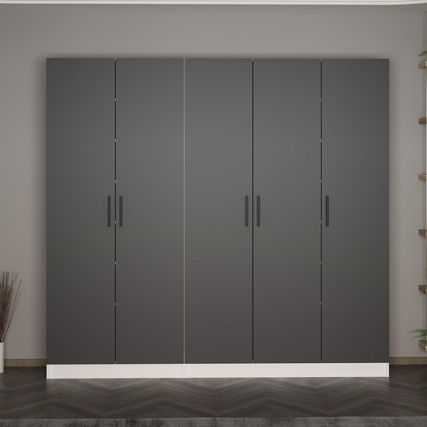 Cuier hol Hanah Home, PAL melaminat, 225 x 35 x 210 cm, antracit, 506MNR3186 — imaginea 6