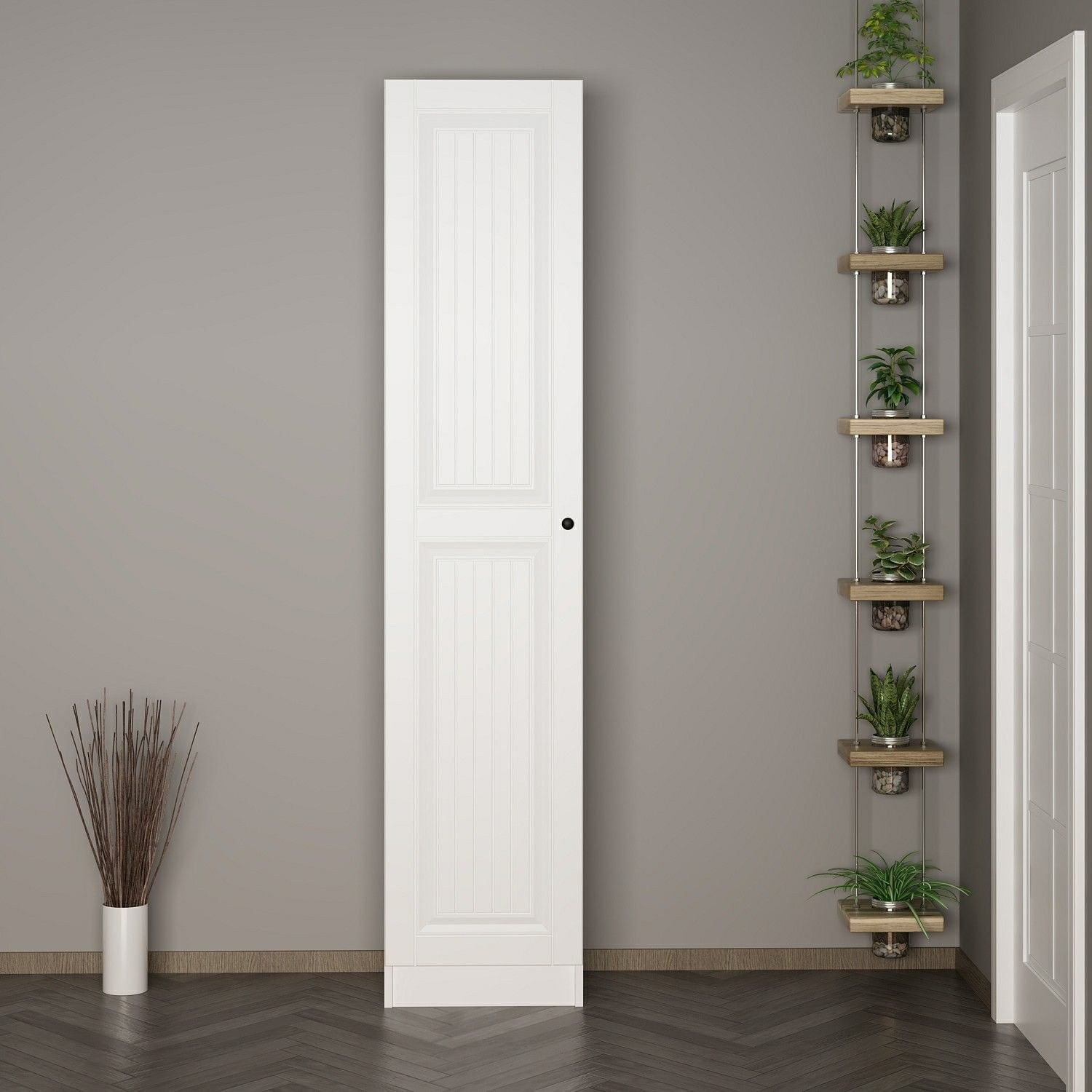 Cuier hol Hanah Home, PAL melaminat, 45 x 35 x 210 cm, alb, 506MNR3216 — imaginea 4