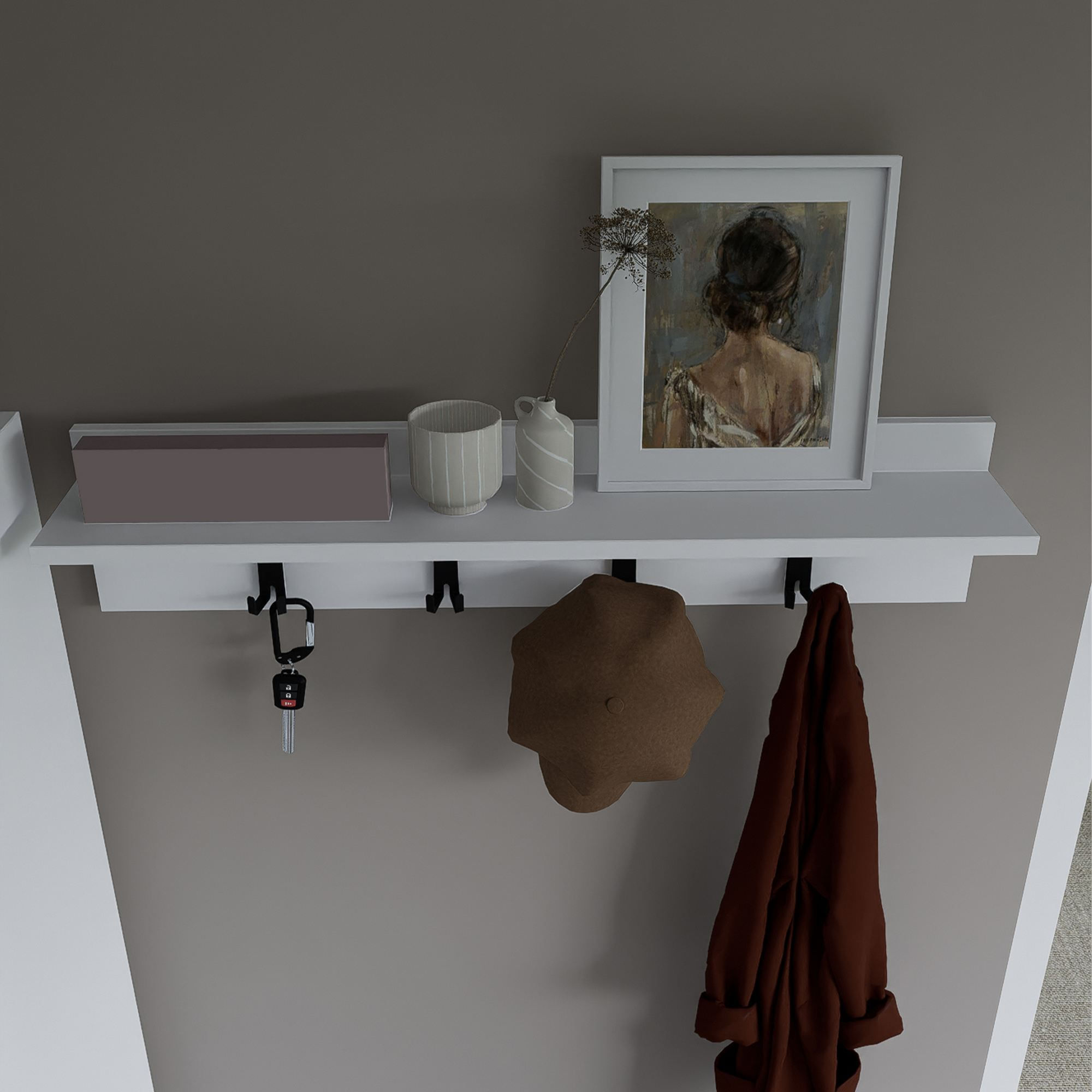 Cuier Hanah Home, PAL melaminat, 90 x 20 cm, alb, 350MWD1902 — imaginea 2