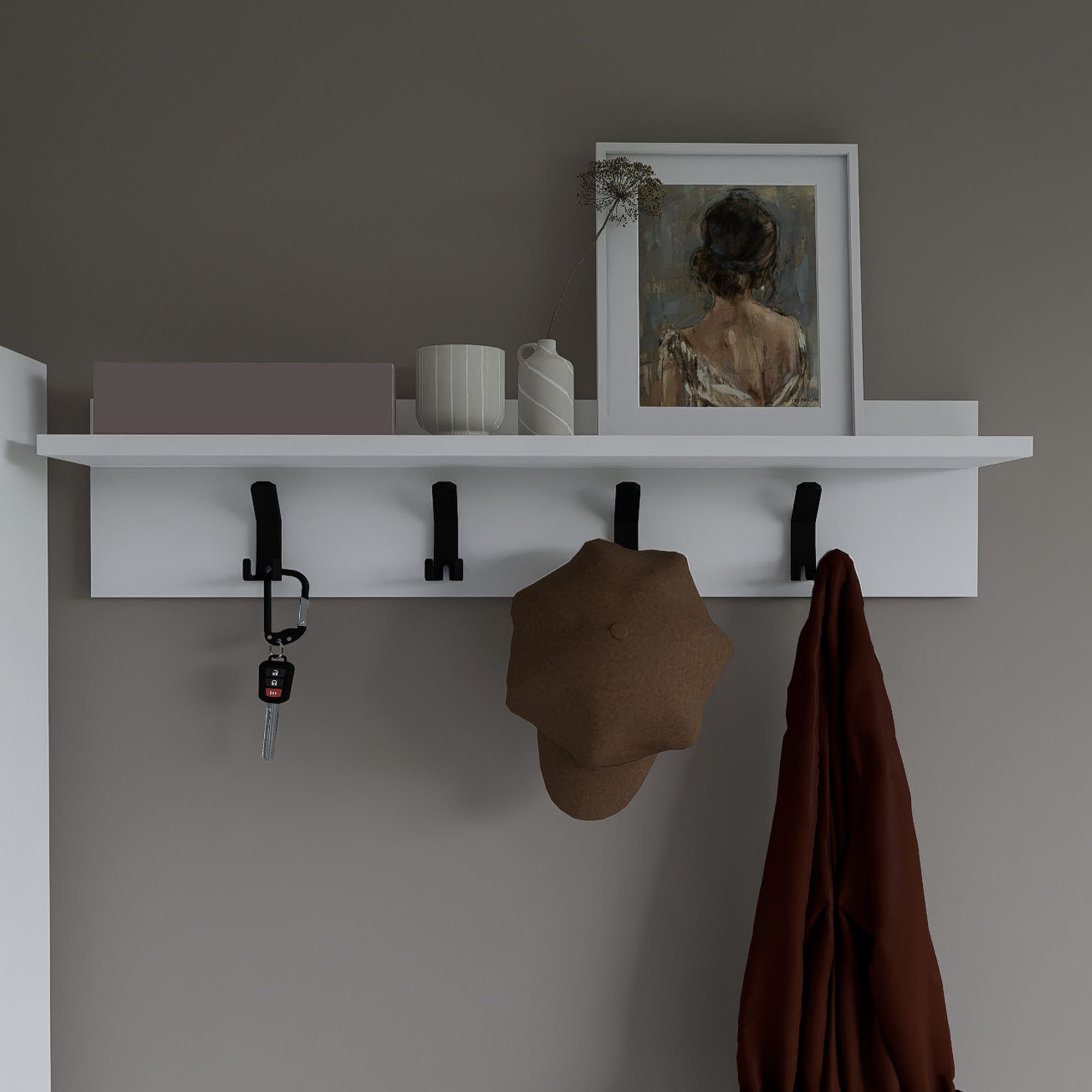 Cuier Hanah Home, PAL melaminat, 90 x 20 cm, alb, 350MWD1902 — imaginea 3